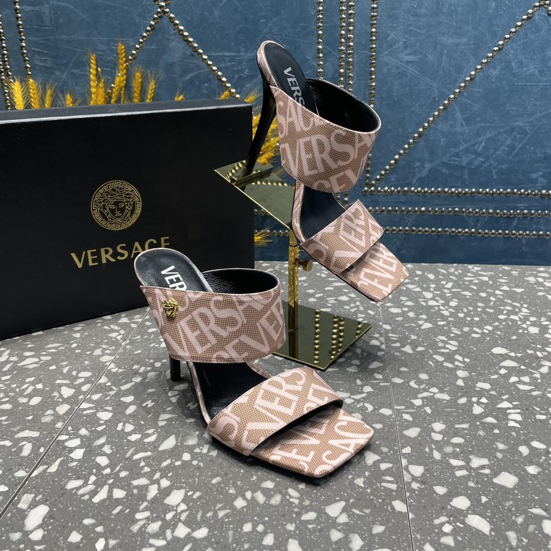 Versace Allover High Heel Mules - DesignerGu