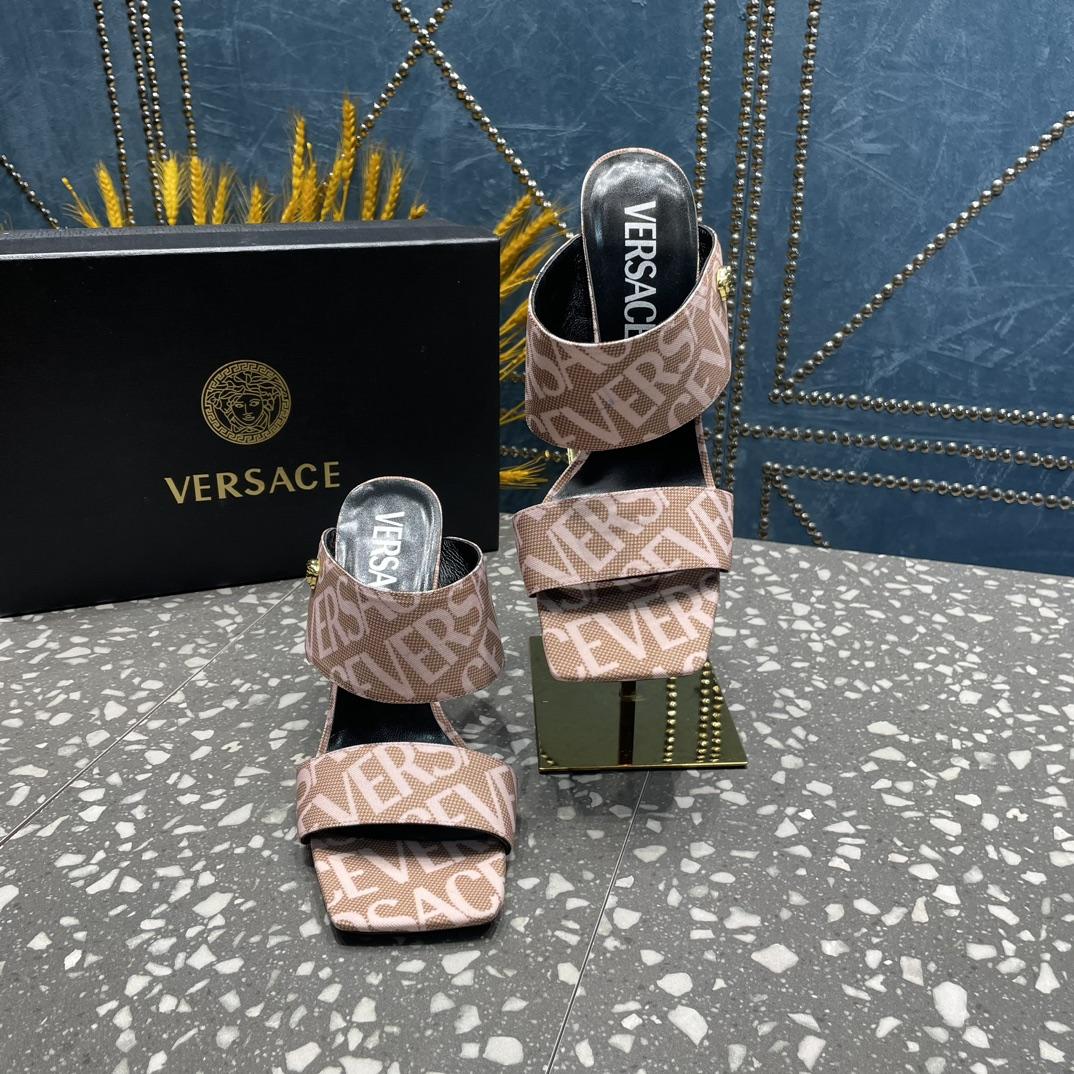 Versace Allover High Heel Mules - DesignerGu