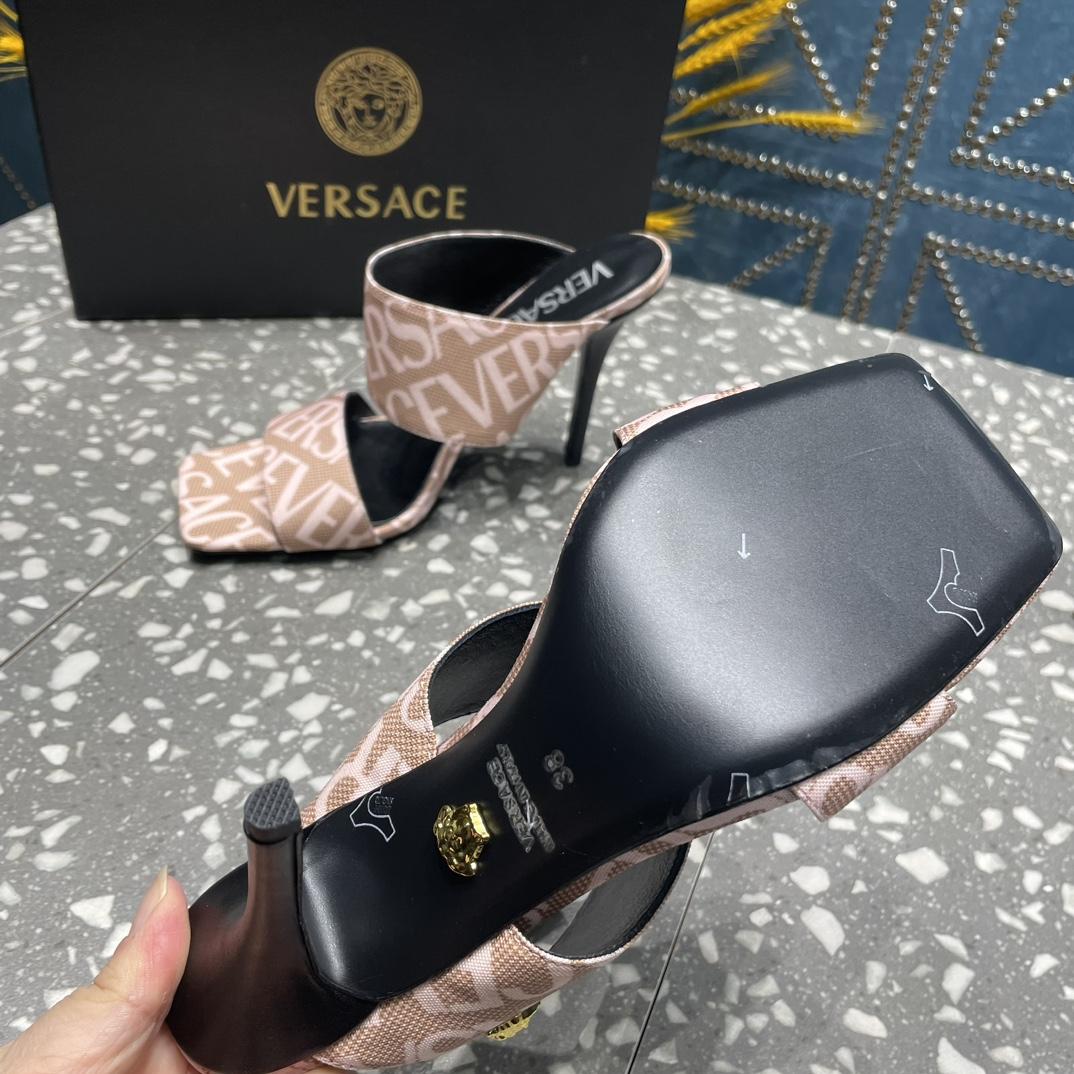 Versace Allover High Heel Mules - DesignerGu