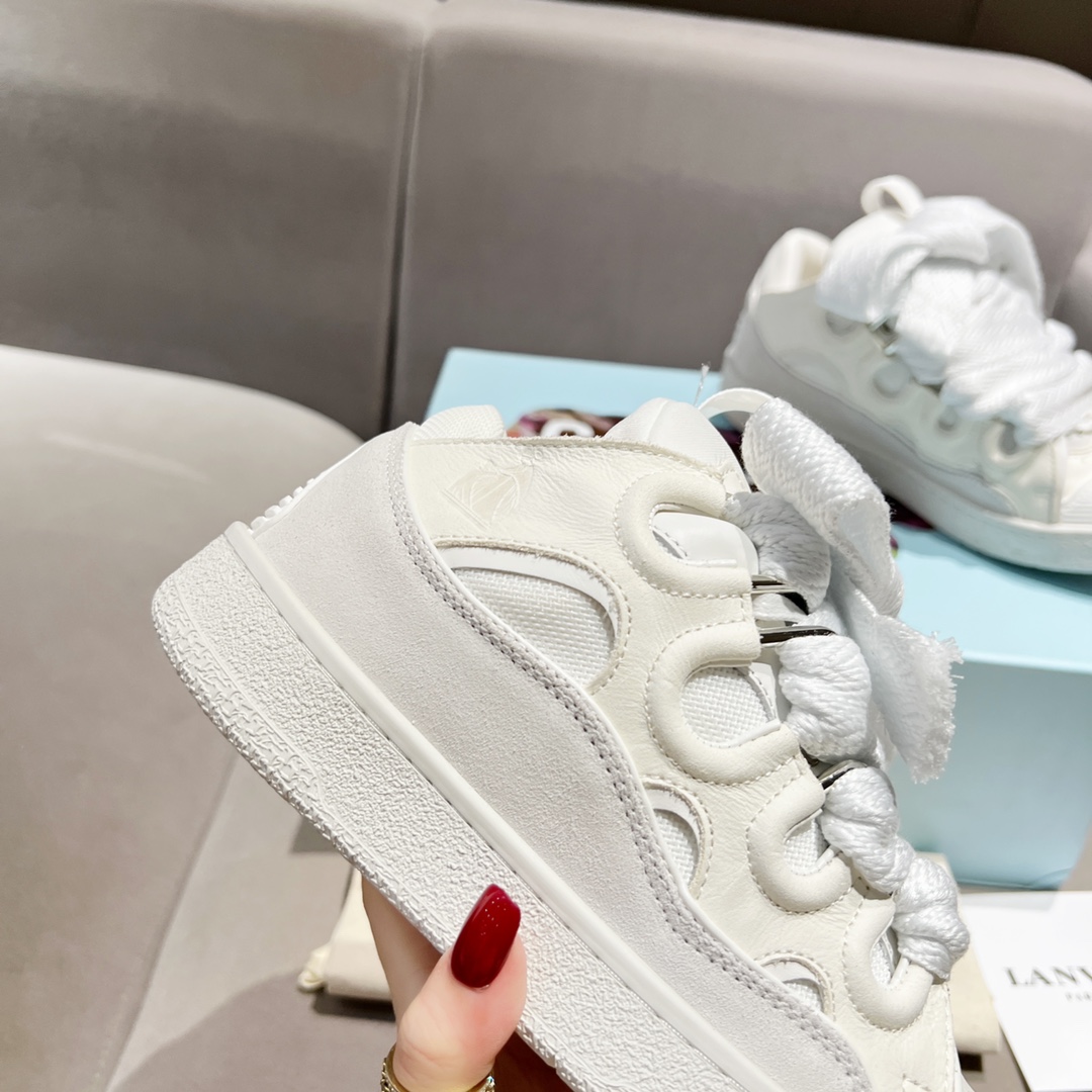 Lanvin Curb Leather Sneakers - DesignerGu