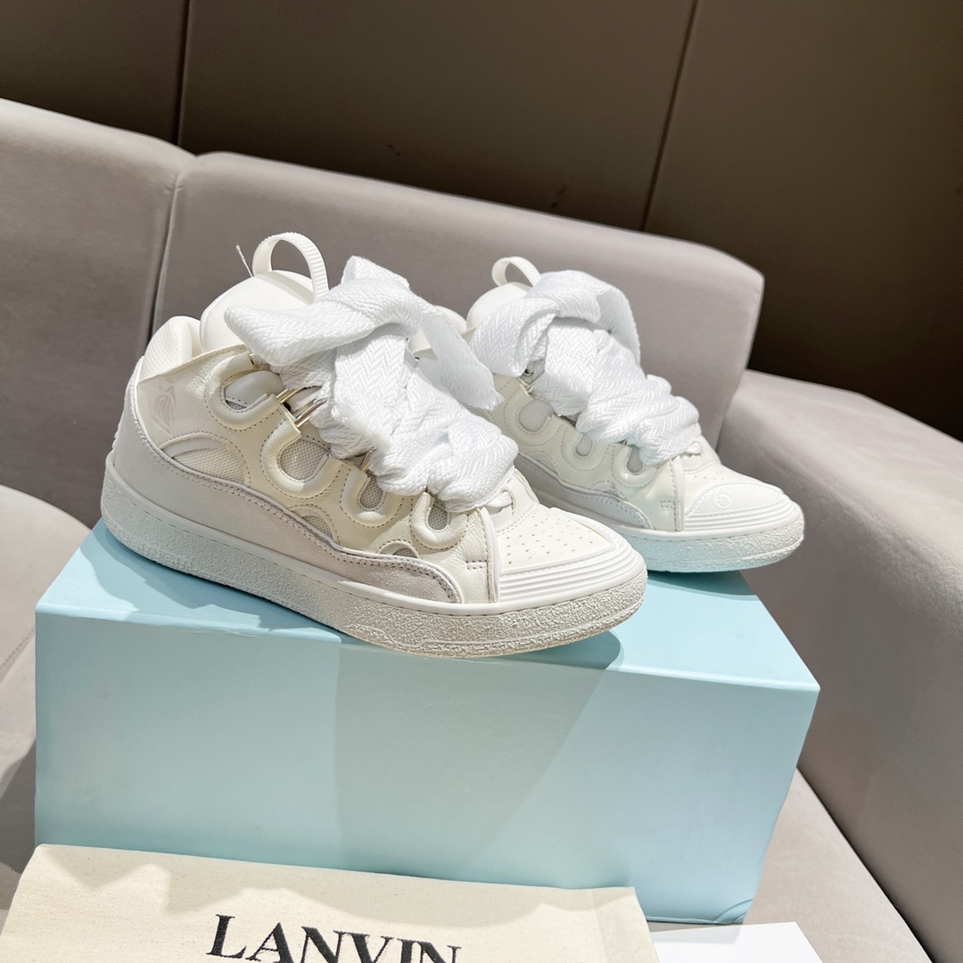 Lanvin Curb Leather Sneakers - DesignerGu