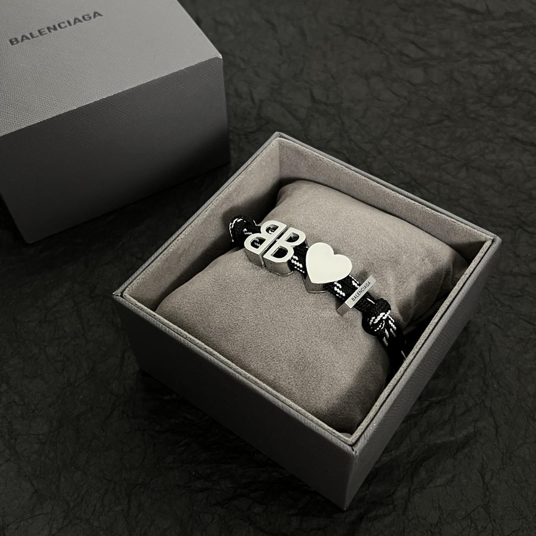 Balenciaga I <3 BB Bracelet In Black  - DesignerGu