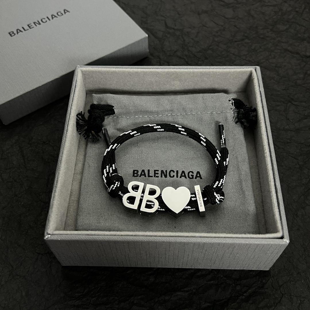 Balenciaga I <3 BB Bracelet In Black  - DesignerGu