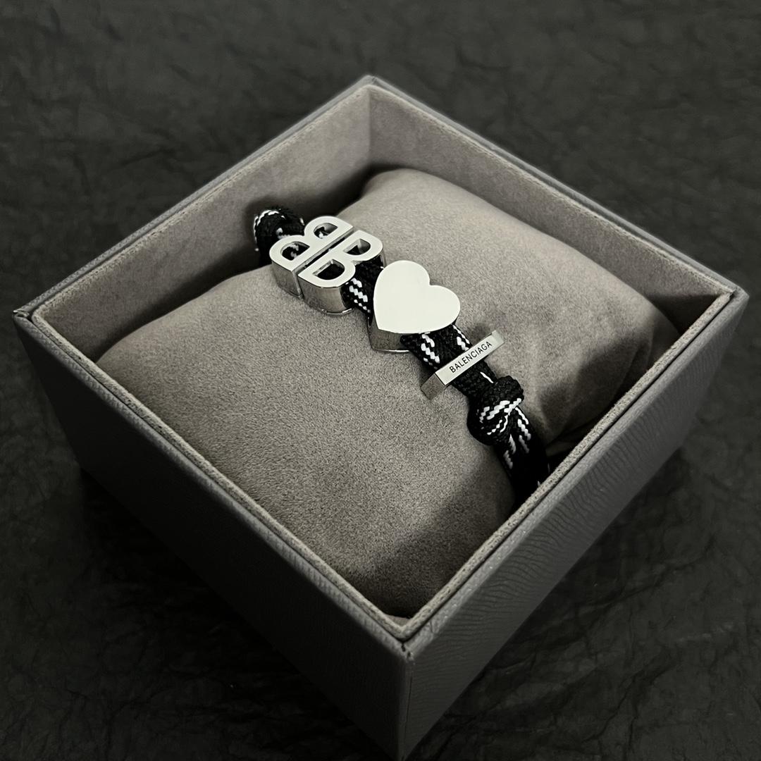 Balenciaga I <3 BB Bracelet In Black  - DesignerGu