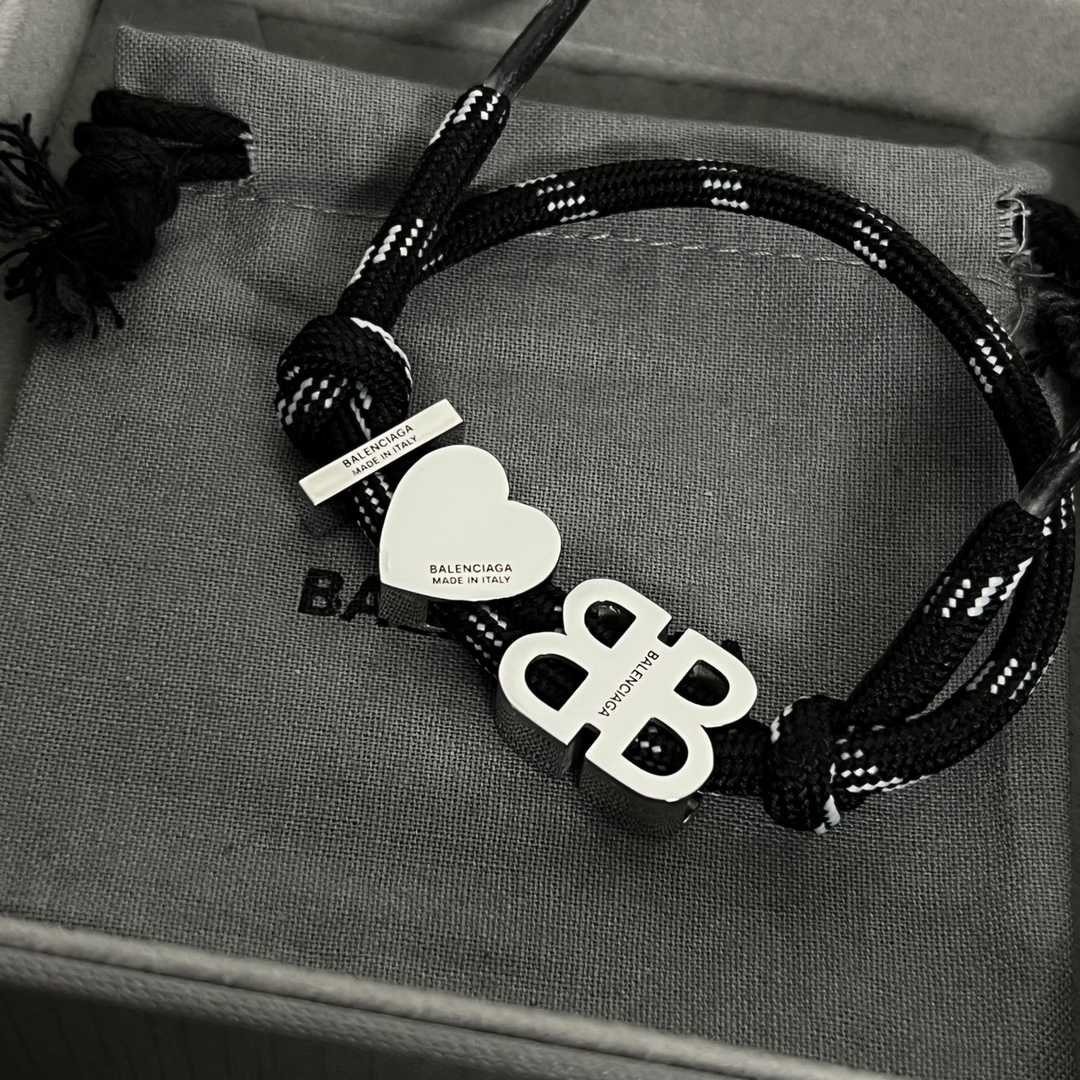 Balenciaga I <3 BB Bracelet In Black  - DesignerGu