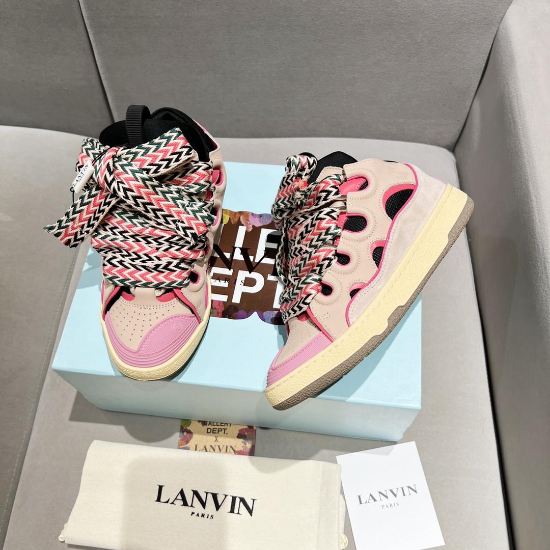 Lanvin Curb Lace Up Sneakers - DesignerGu