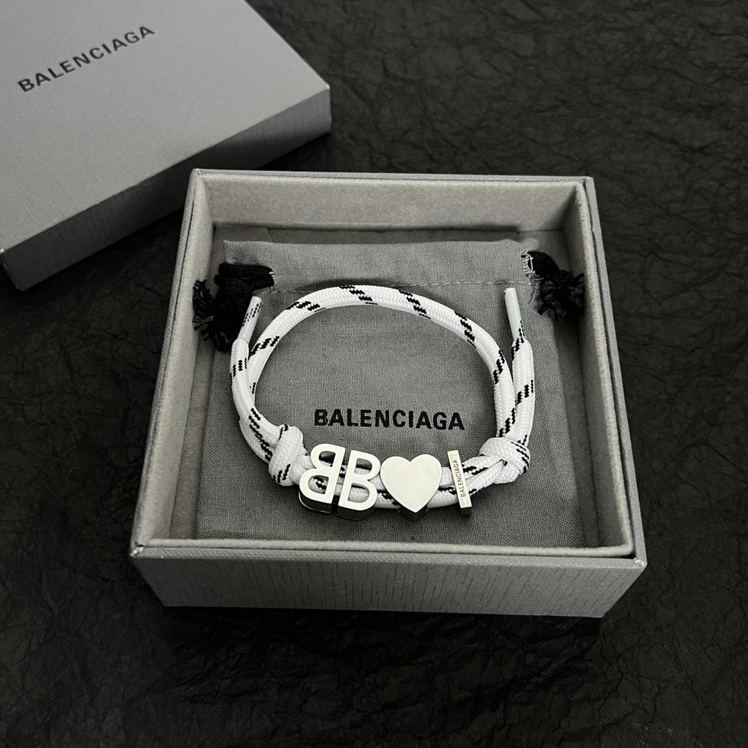 Balenciaga I <3 BB Bracelet In White - DesignerGu