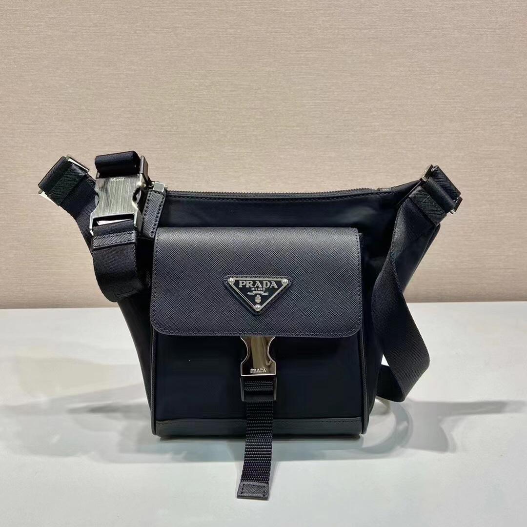 Prada Re-Nylon and Saffiano Leather Shoulder Bag - DesignerGu