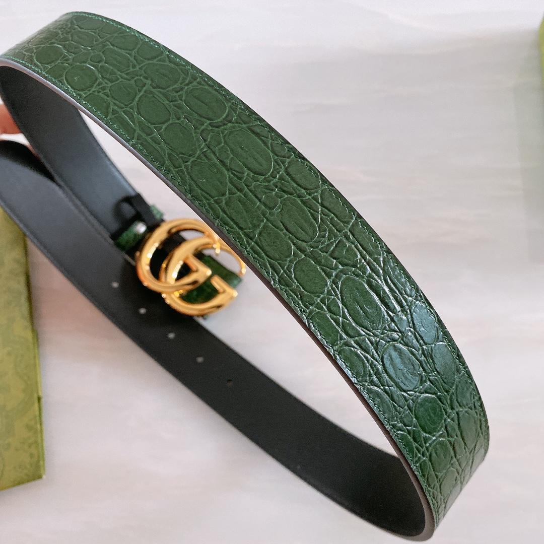 Gucci GG Marmont Caiman belt With Shiny Buckle - DesignerGu