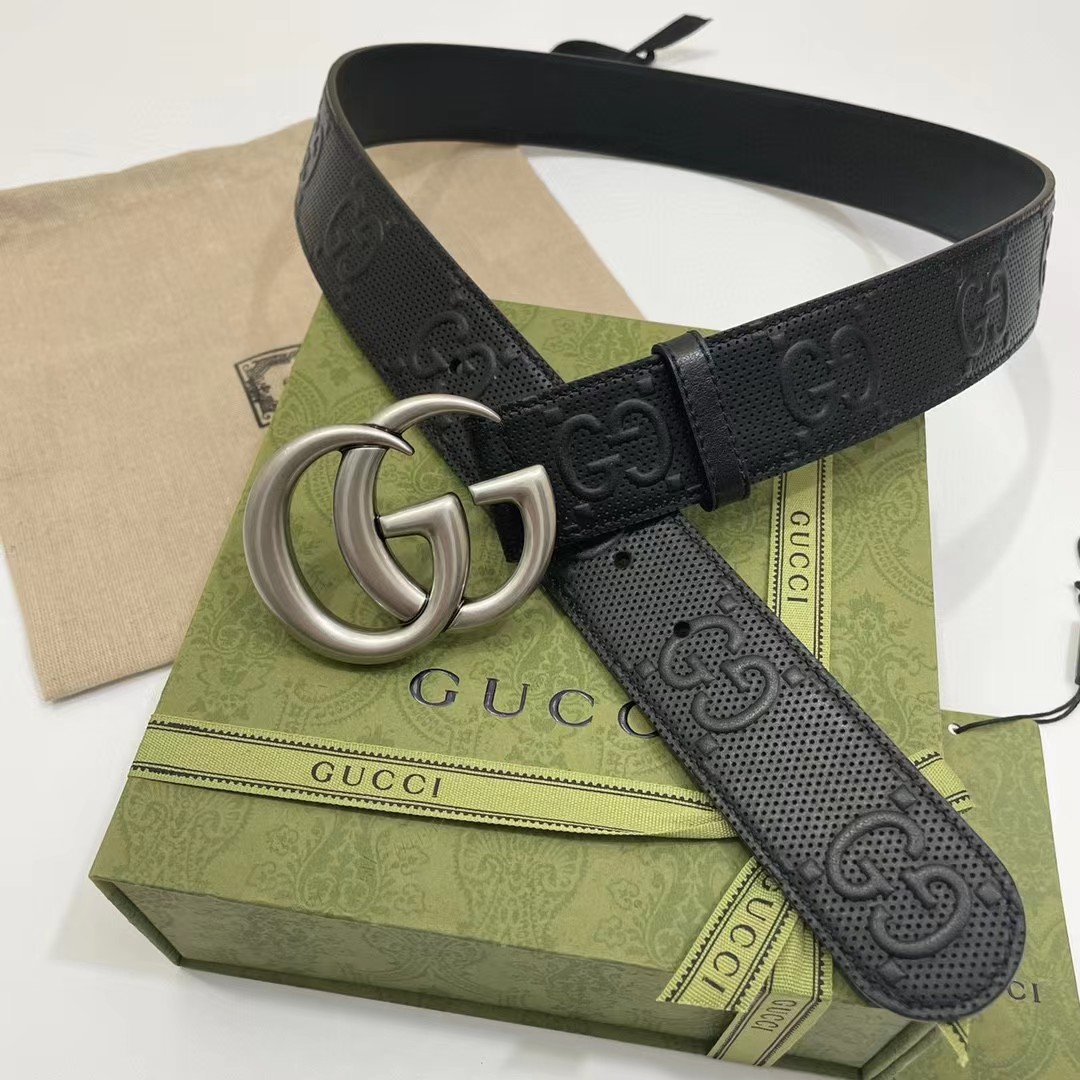 Gucci Leather Belt With Maxi GG - DesignerGu