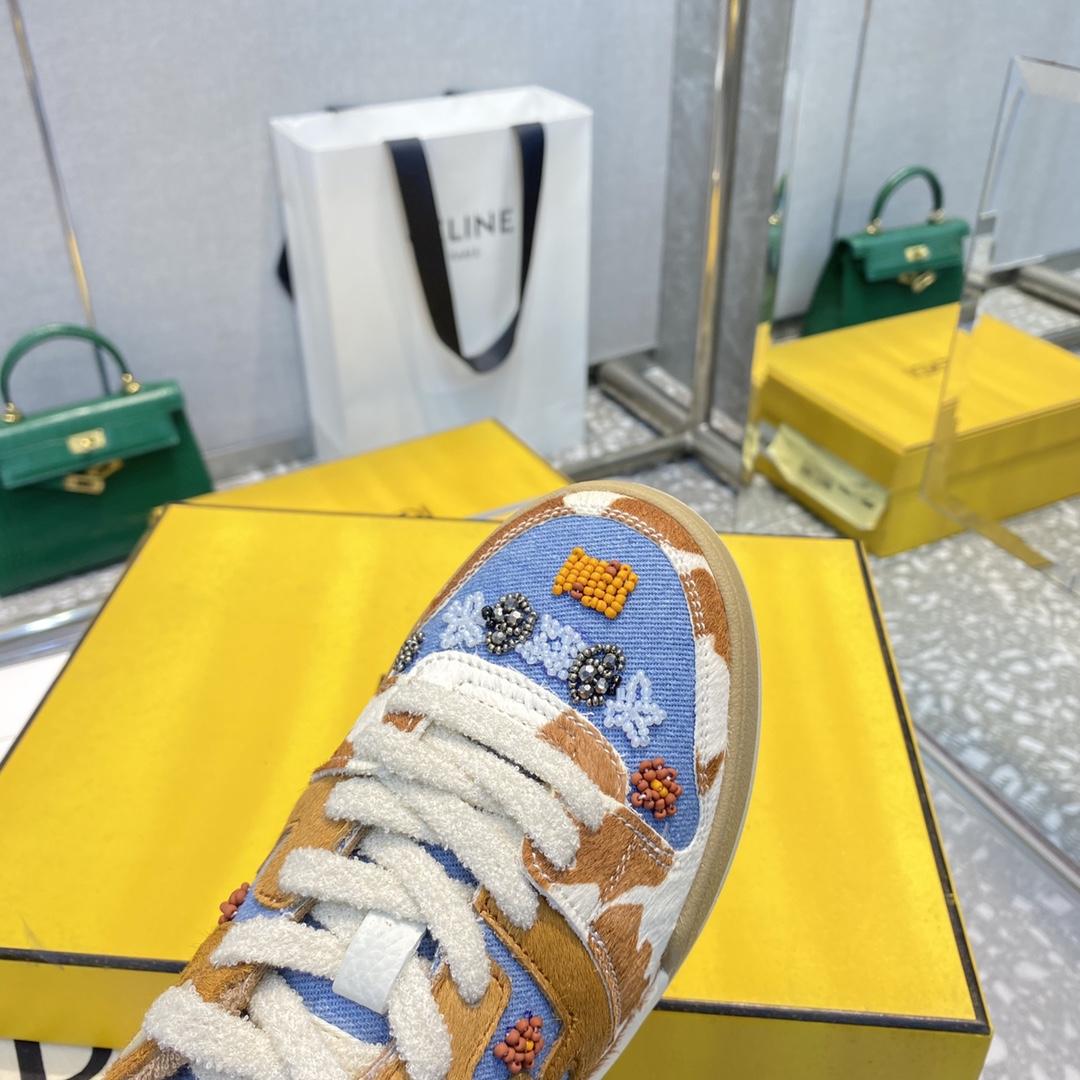 Fendi Match Blue Denim Low-tops Sneakers - DesignerGu