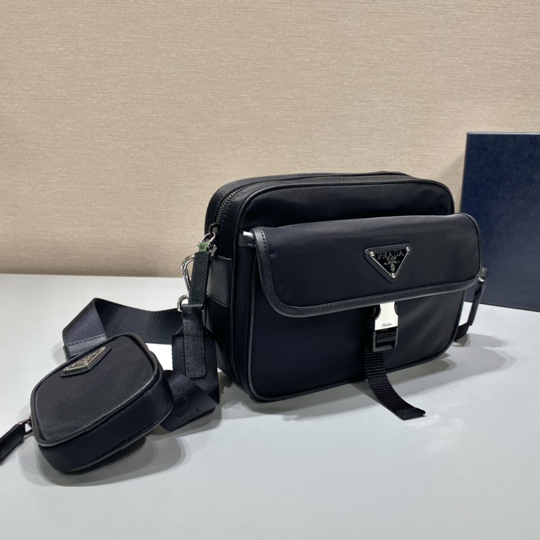 Prada Re-Nylon Saffiano Leather Shoulder Bag ( 22-16-5cm) - DesignerGu