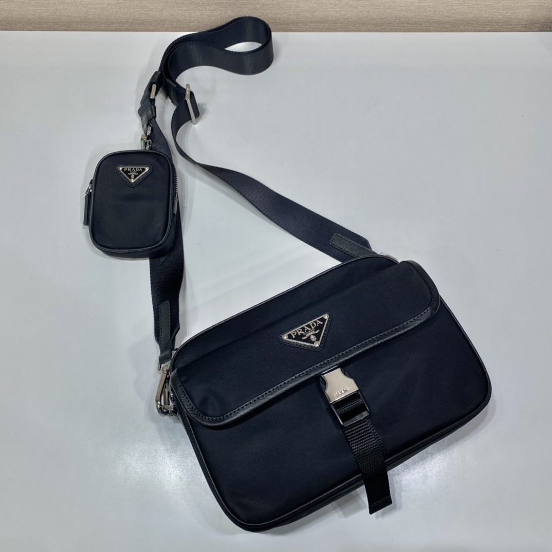 Prada Re-Nylon Saffiano Leather Shoulder Bag ( 22-16-5cm) - DesignerGu