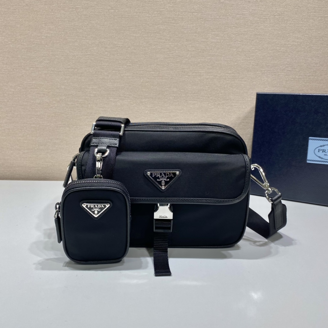 Prada Re-Nylon Saffiano Leather Shoulder Bag ( 22-16-5cm) - DesignerGu