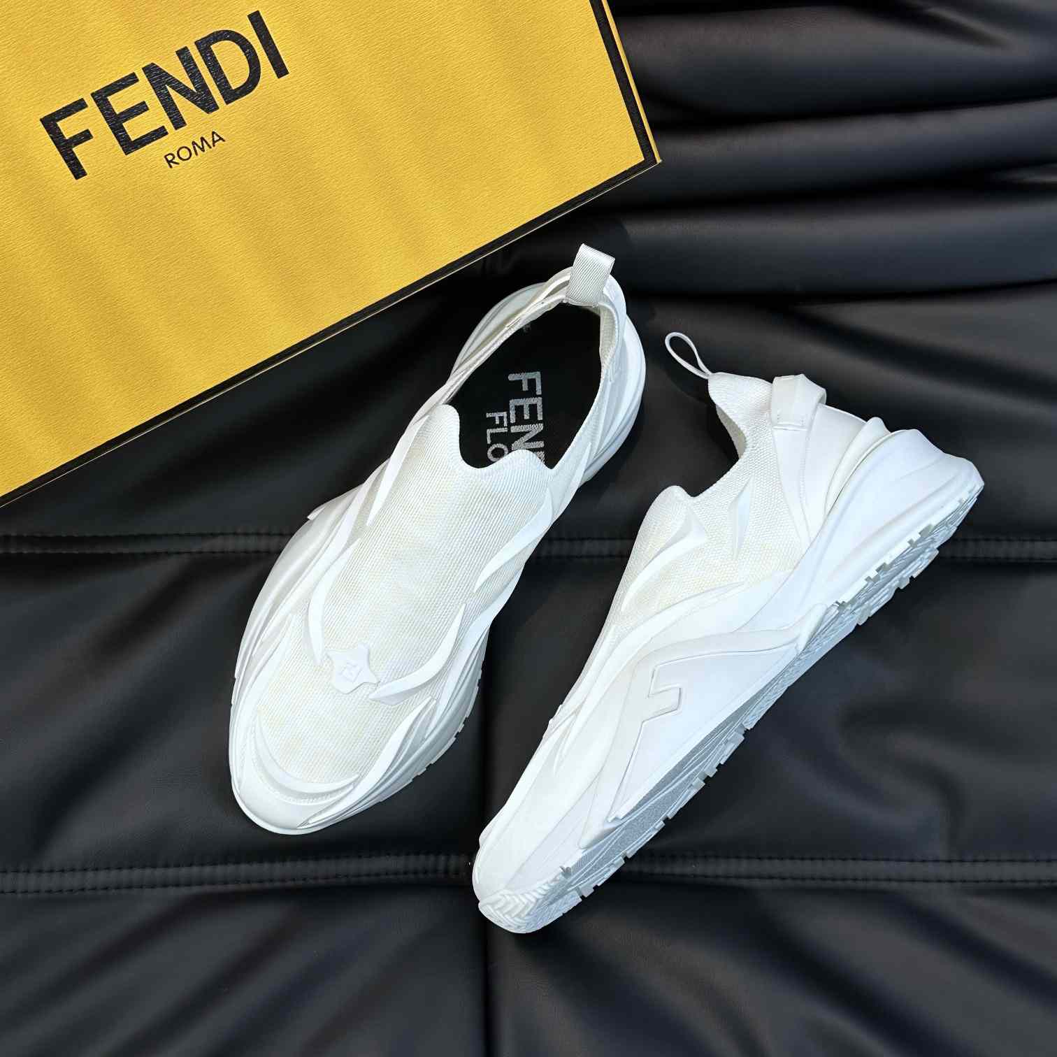 Fendi Flow White Mesh Running Sneakers - DesignerGu