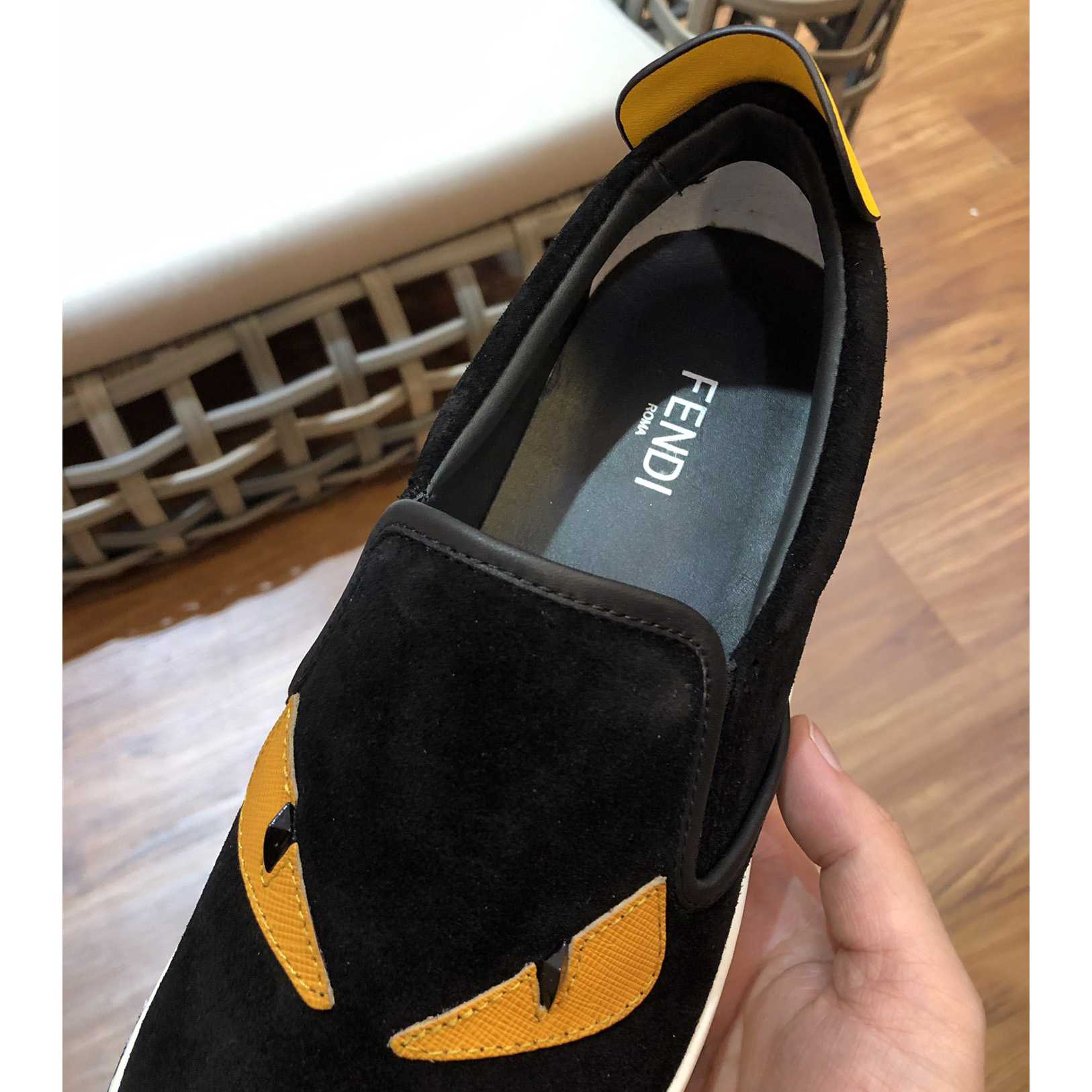 Fendi Men's Black Loafer Monster Eyes - DesignerGu