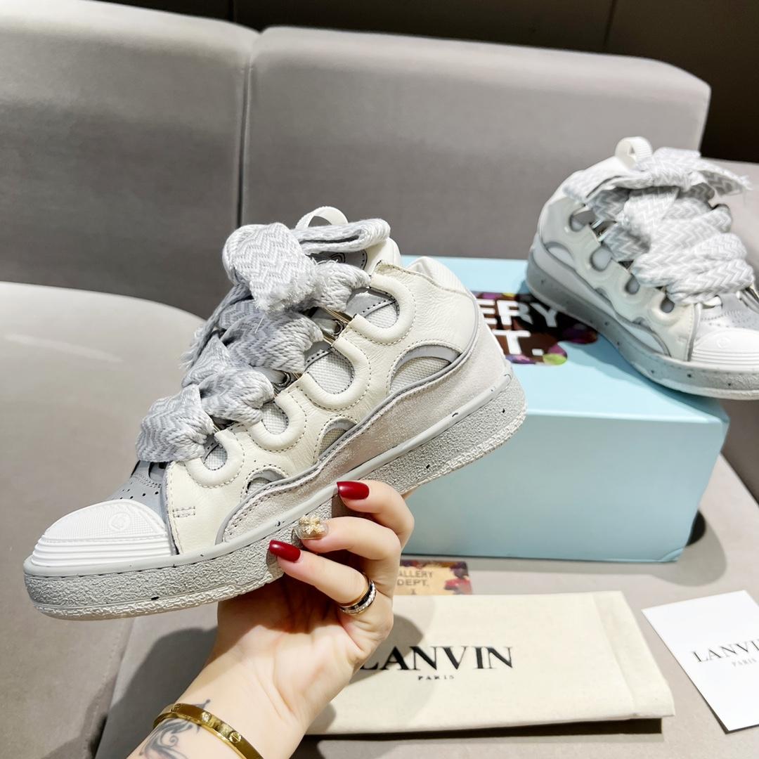 Lanvin Curb Leather Sneakers - DesignerGu