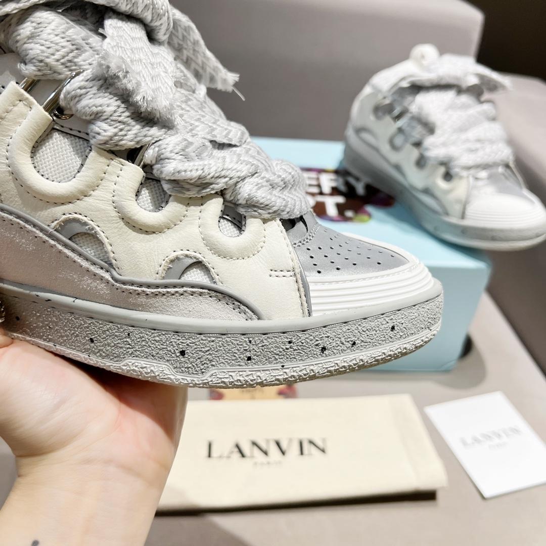 Lanvin Curb Leather Sneakers - DesignerGu