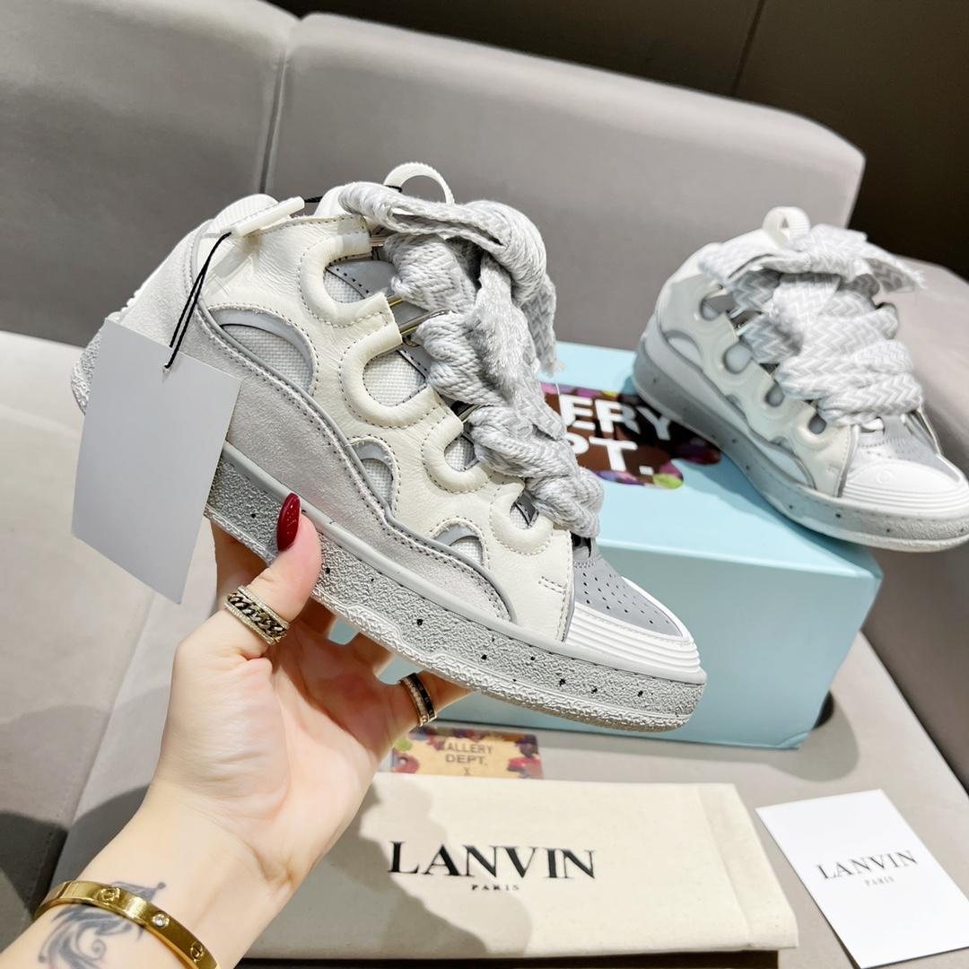 Lanvin Curb Leather Sneakers - DesignerGu