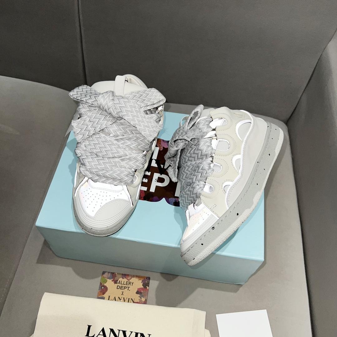 Lanvin Curb Leather Sneakers - DesignerGu