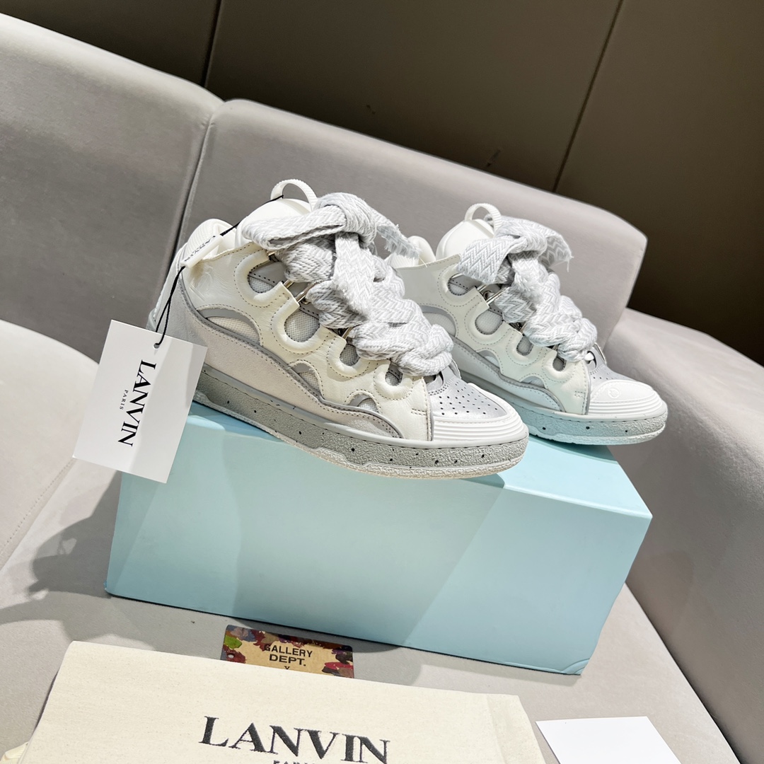 Lanvin Curb Leather Sneakers - DesignerGu