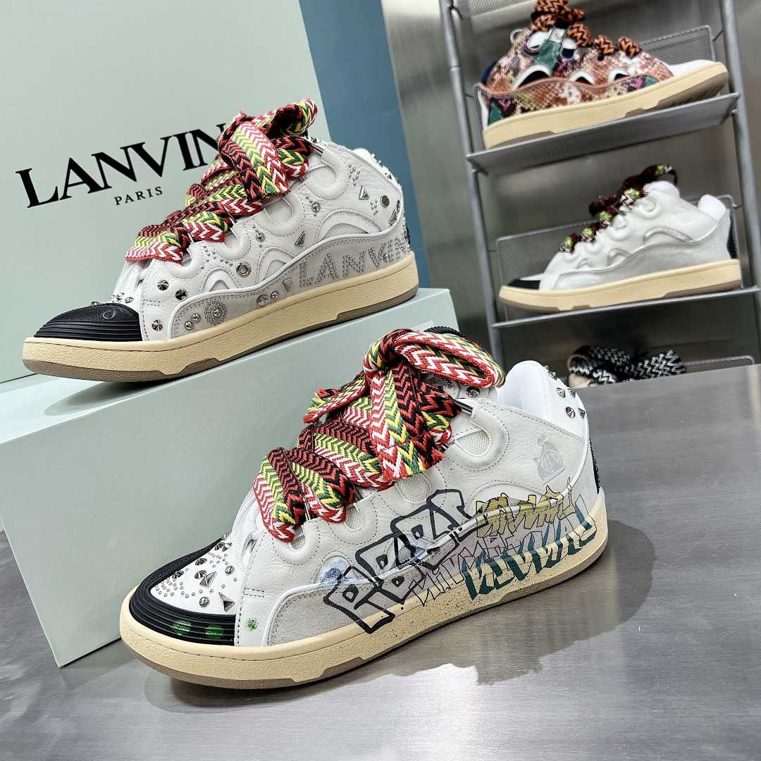 Lanvin Curb Lace Up Sneakers - DesignerGu