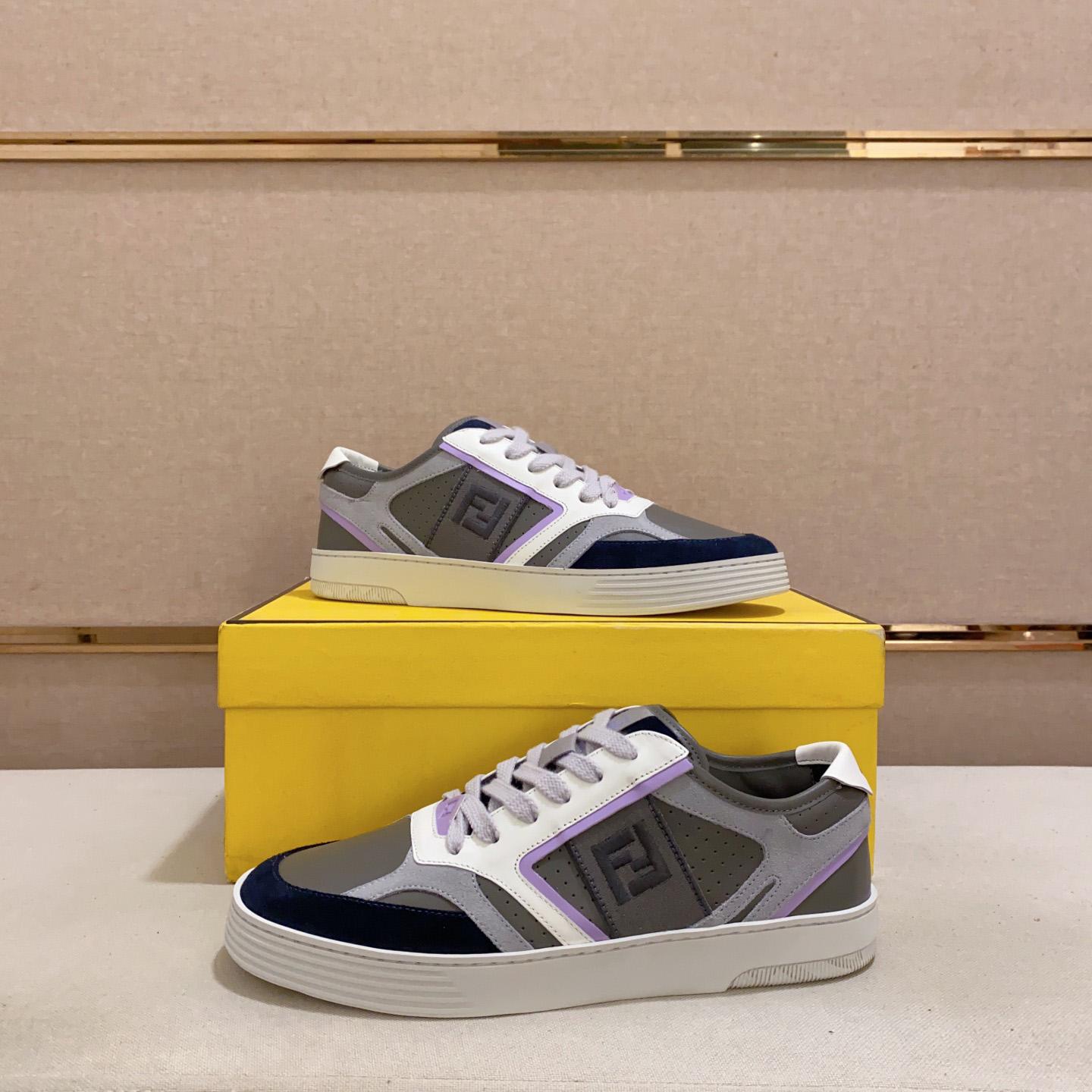 Fendi Step Gray Leather Low-tops Sneakers - DesignerGu