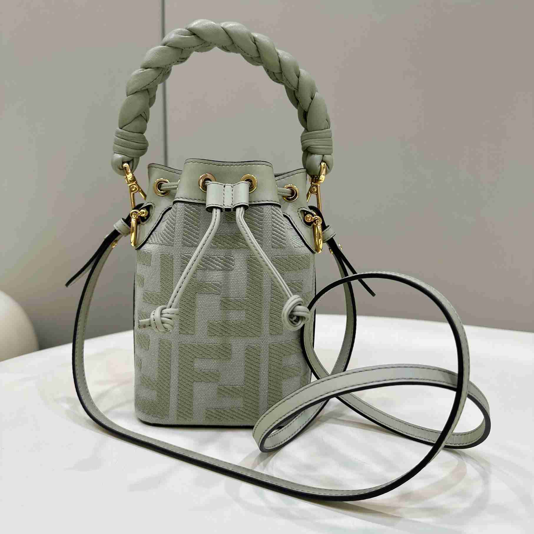 Fendi Mon Tresor Light Green FF Canvas Mini-bag - DesignerGu