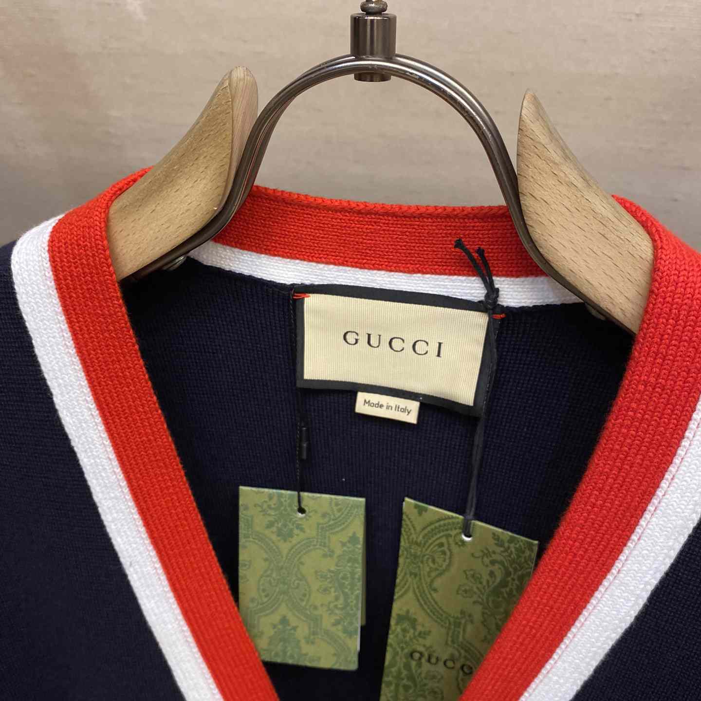 Gucci Knit Wool Cardigan With Patch - DesignerGu