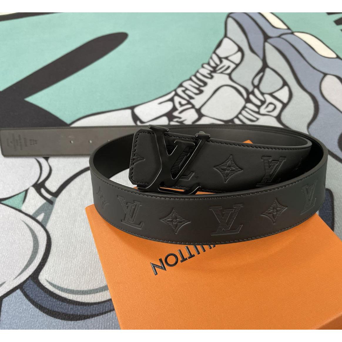 Louis Vuitton Monogram Black Leather Belt - DesignerGu