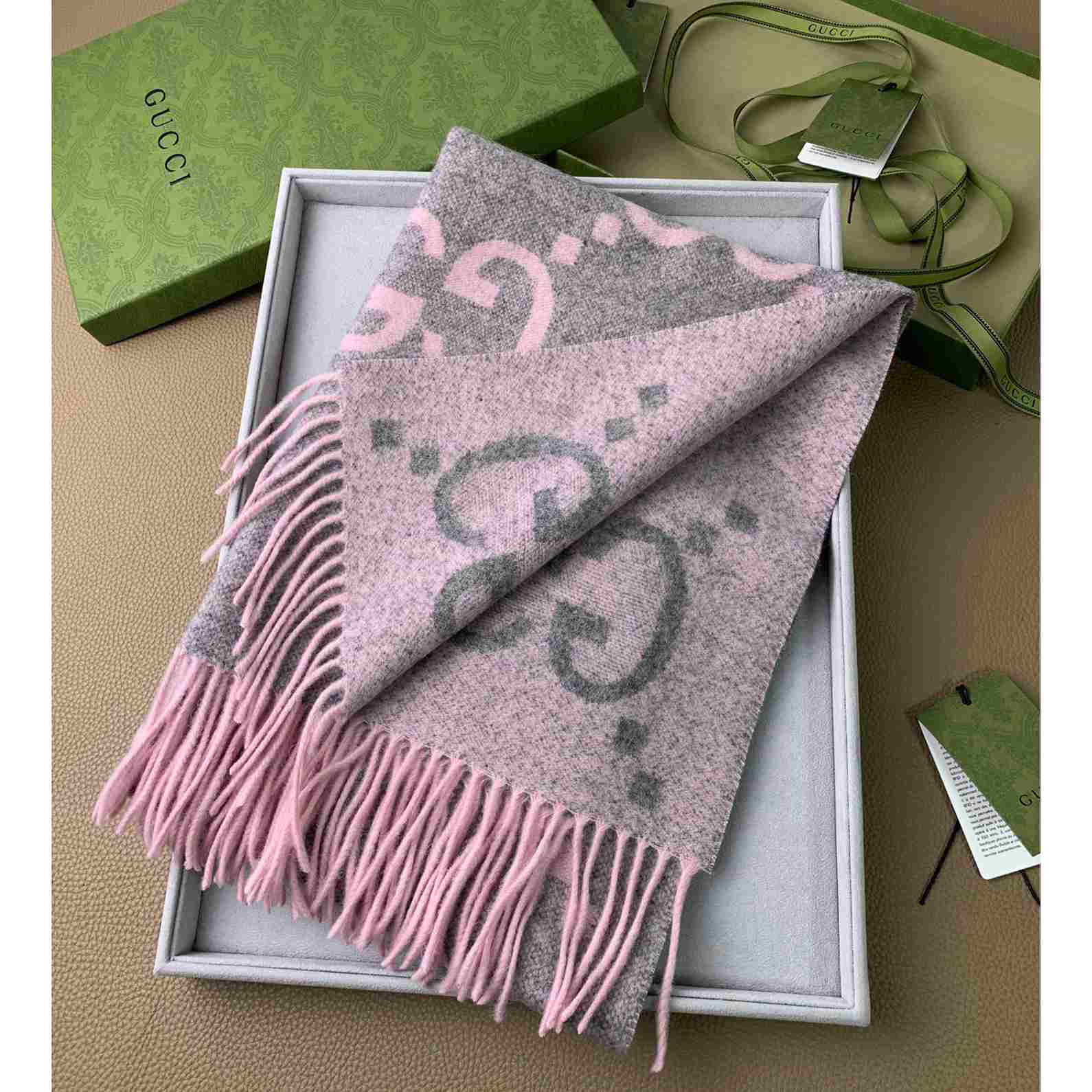 Gucci GG Cashmere Jacquard Scarf - DesignerGu