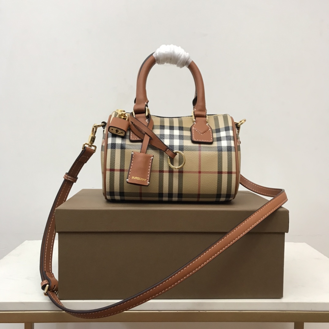 Burberry Check Mini Bowling Bag - DesignerGu