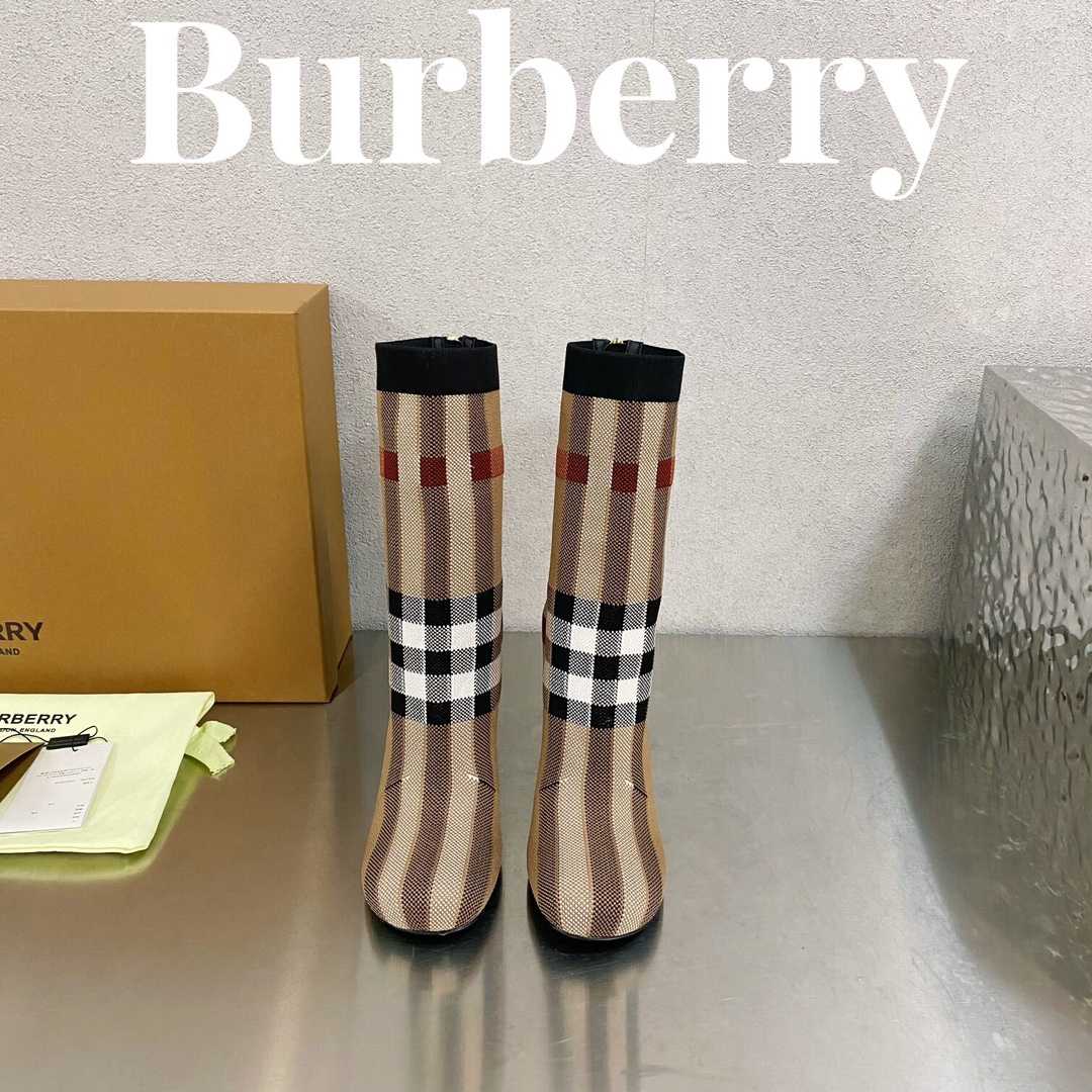 Burberry Knitted Check Sock Boots - DesignerGu