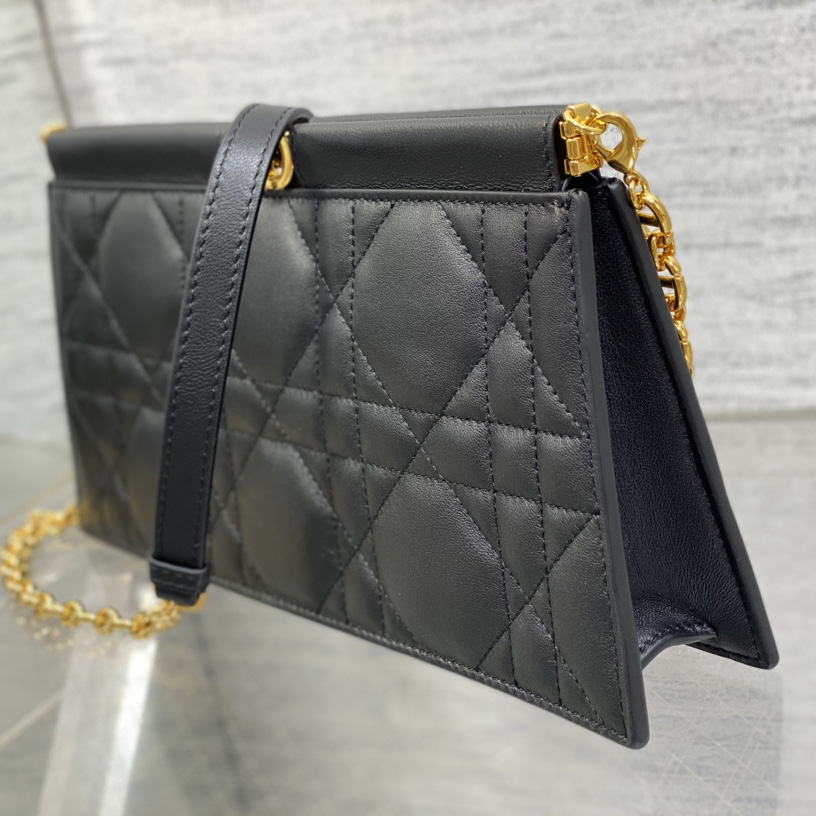 Dior Caro Colle Noire Clutch With Chain - DesignerGu