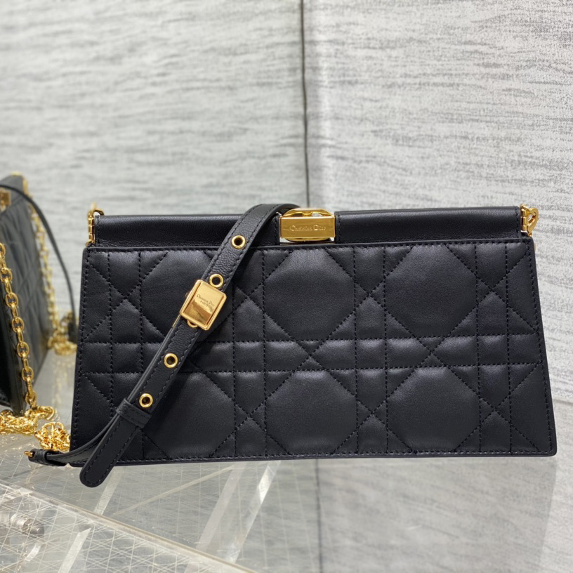 Dior Caro Colle Noire Clutch With Chain - DesignerGu