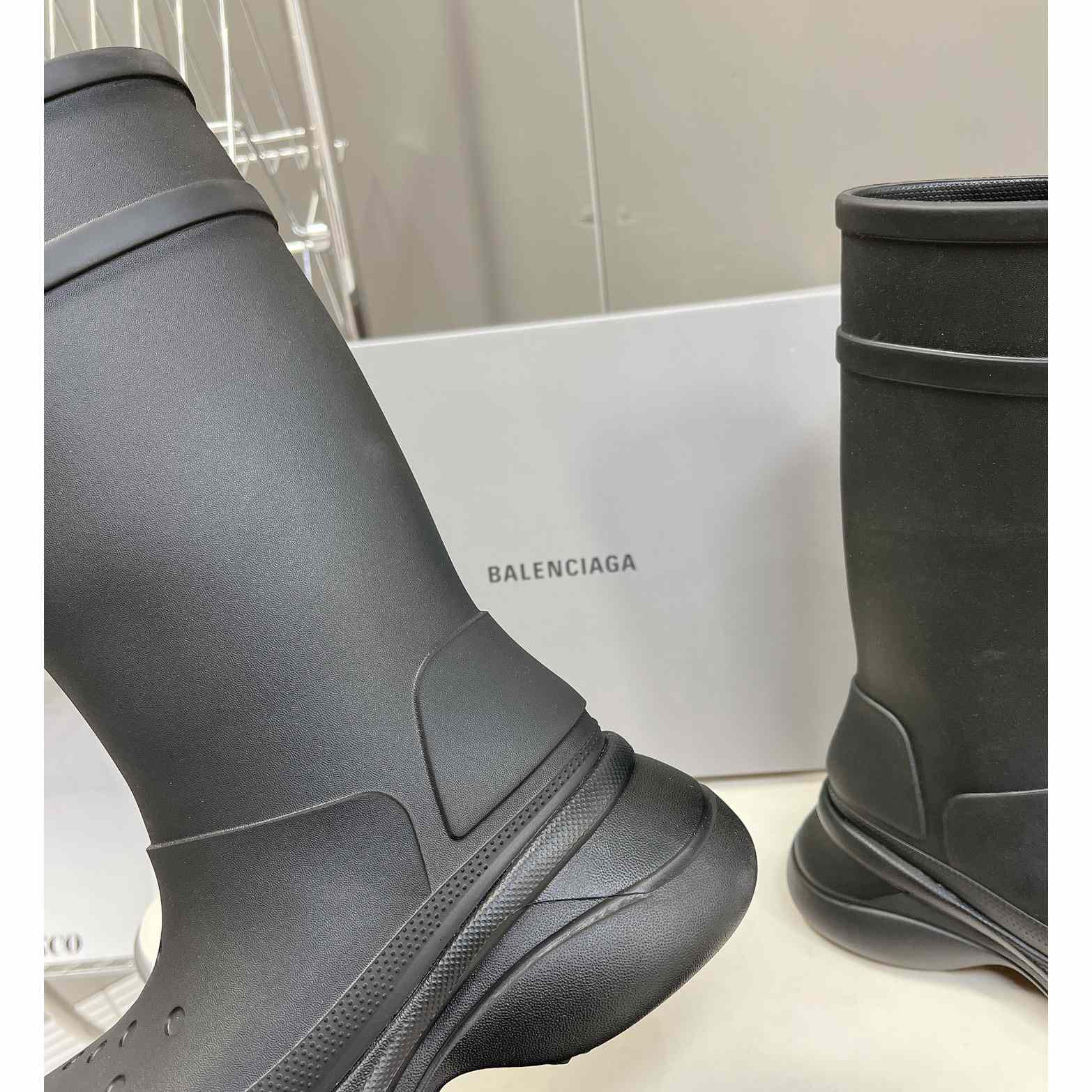 Balenciaga Crocs™ Boot In Black Rubber - DesignerGu