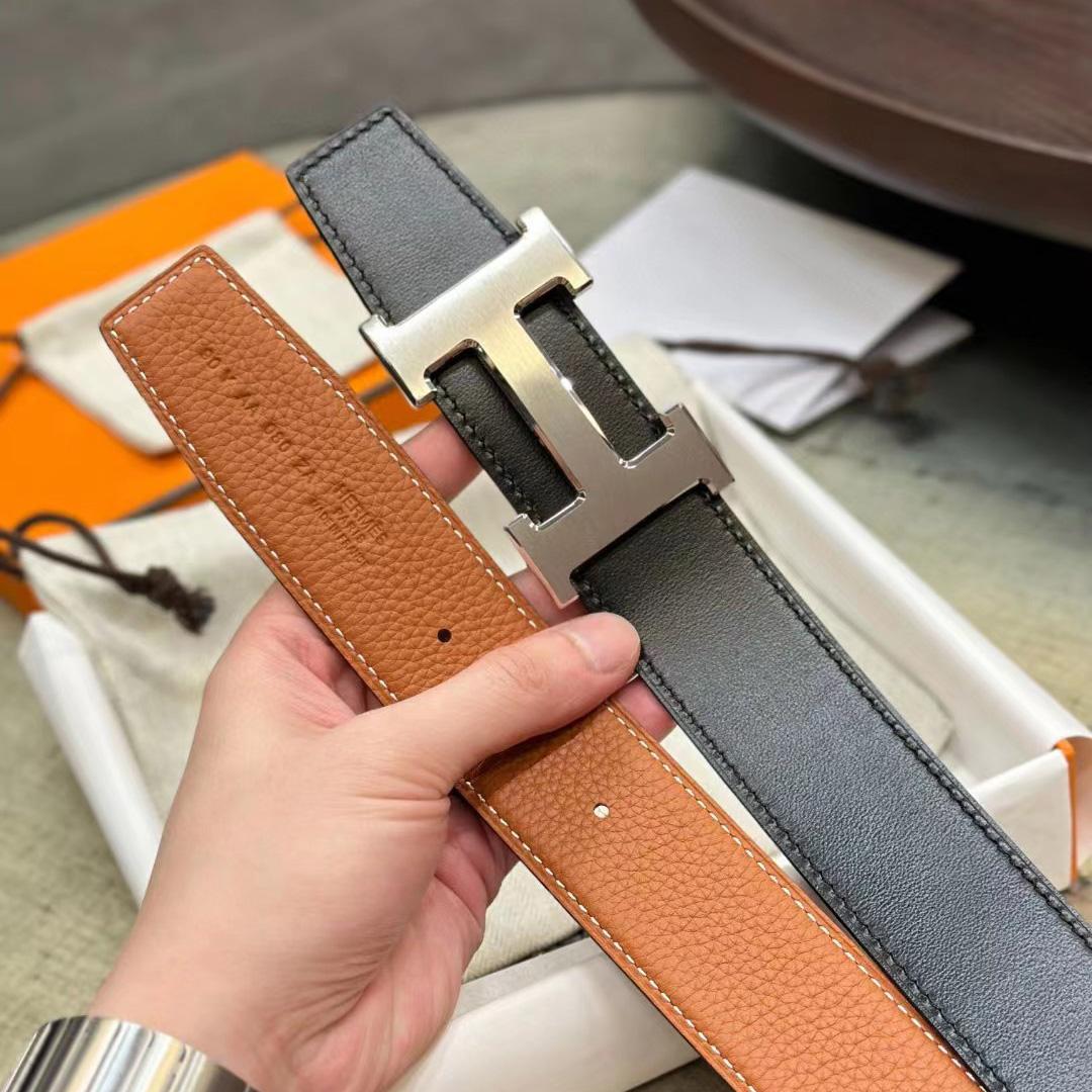 Hermes H Belt Buckle & Reversible Leather Strap - DesignerGu