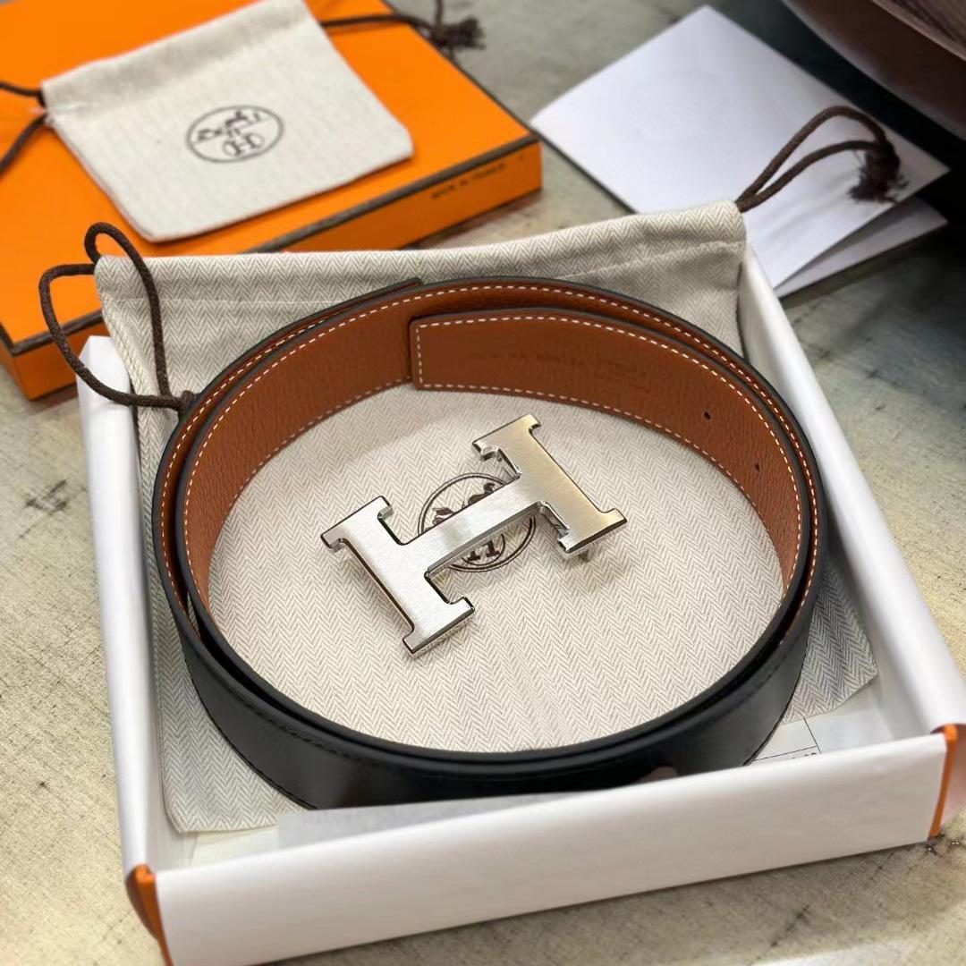 Hermes H Belt Buckle & Reversible Leather Strap - DesignerGu