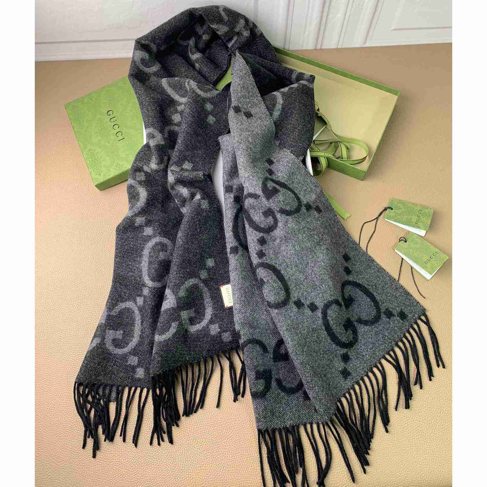 Gucci GG Wool Jacquard Scarf - DesignerGu