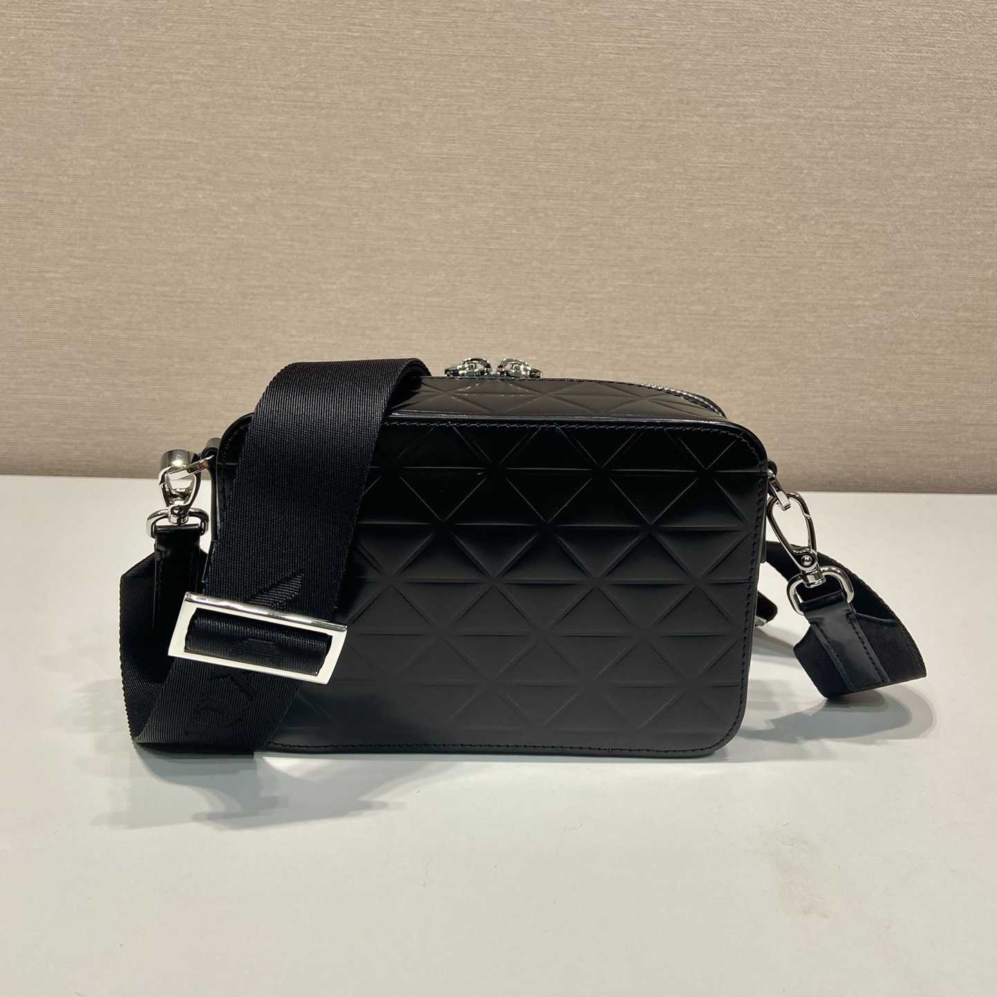 Prada Brique Brushed Leather Bag With Triangle Motif - DesignerGu