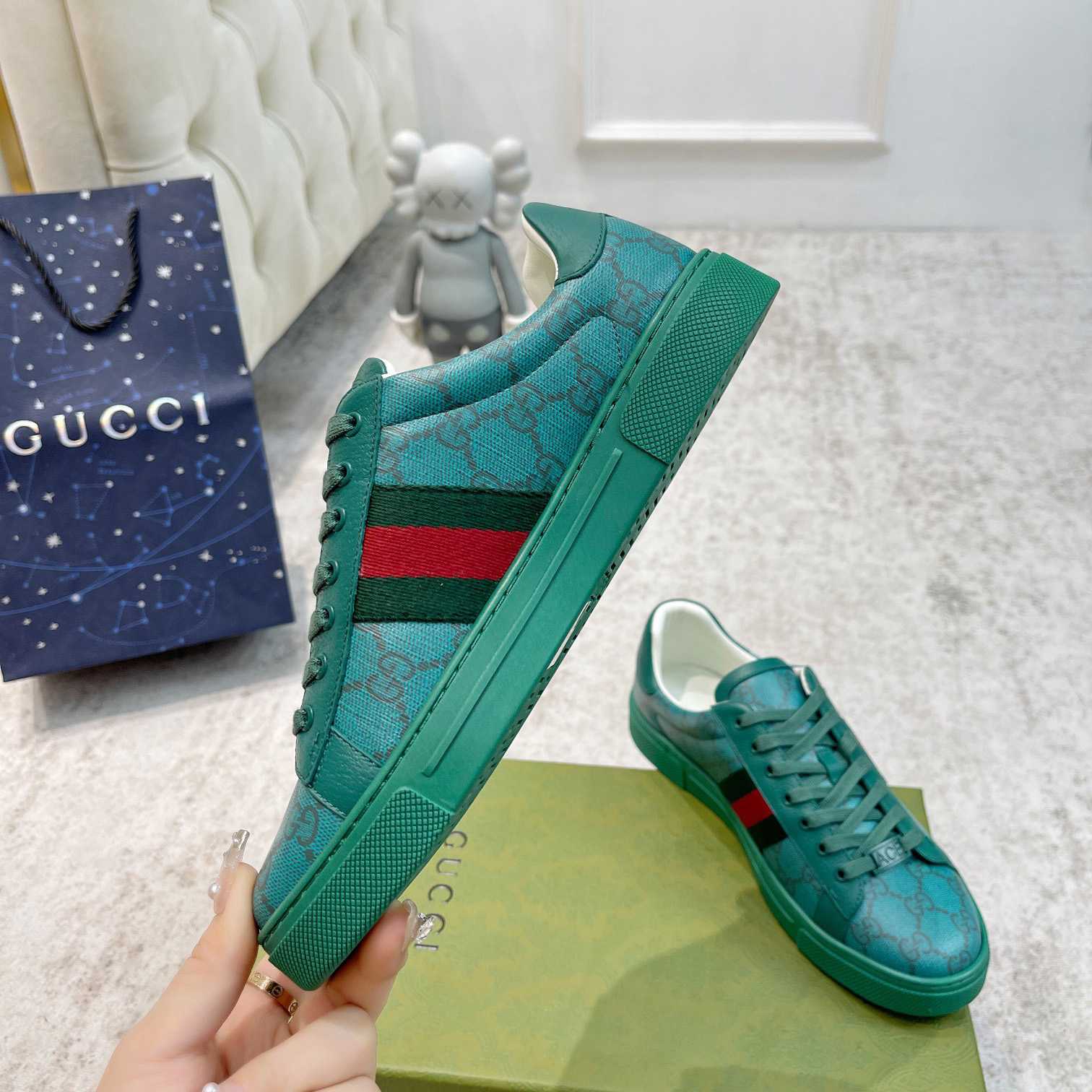 Gucci Ace GG Crystal Canvas Sneaker  - DesignerGu