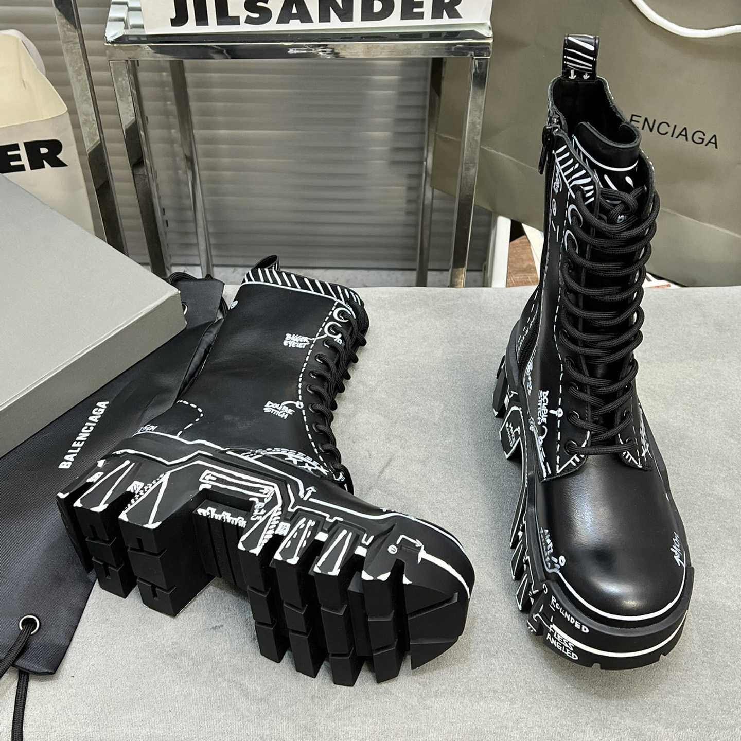 Balenciaga Bulldozer Lace-Up Boot In Black  - DesignerGu