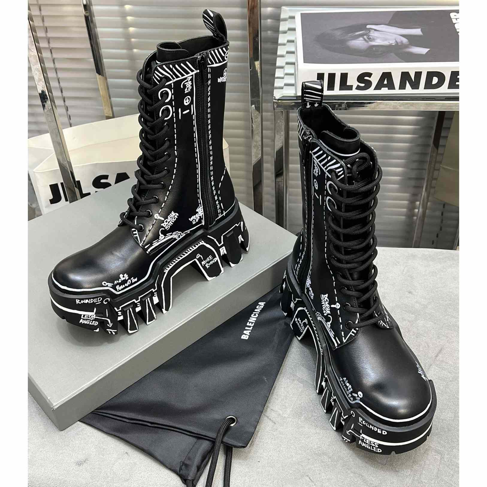 Balenciaga Bulldozer Lace-Up Boot In Black  - DesignerGu