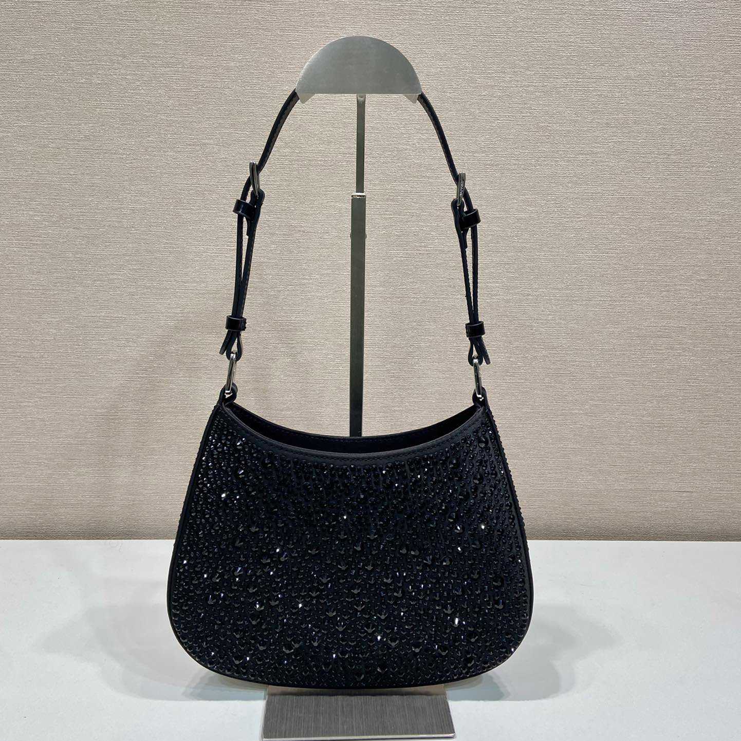 Prada Cleo Satin Bag With Crystals - DesignerGu