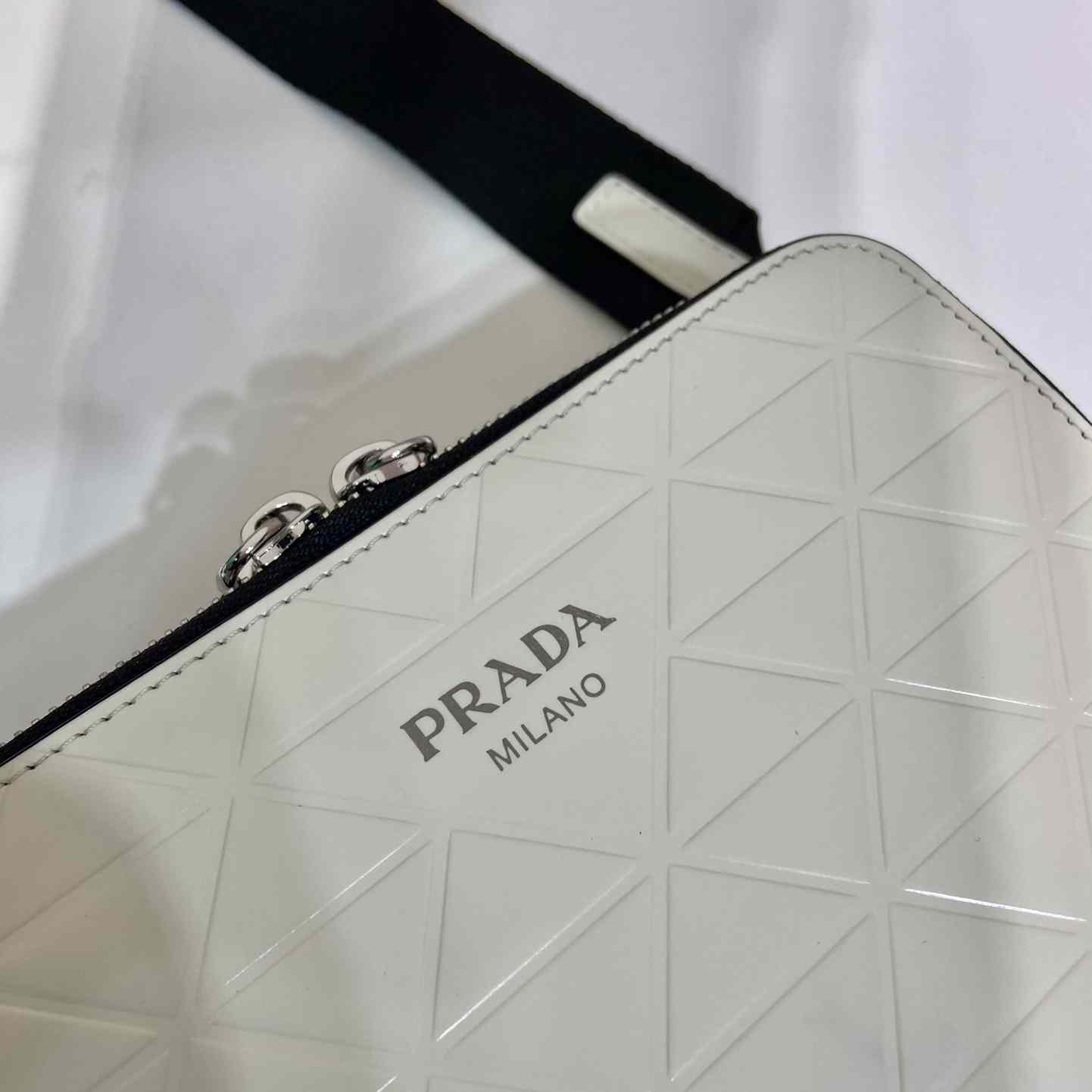 Prada Brique Brushed Leather Bag With Triangle Motif - DesignerGu