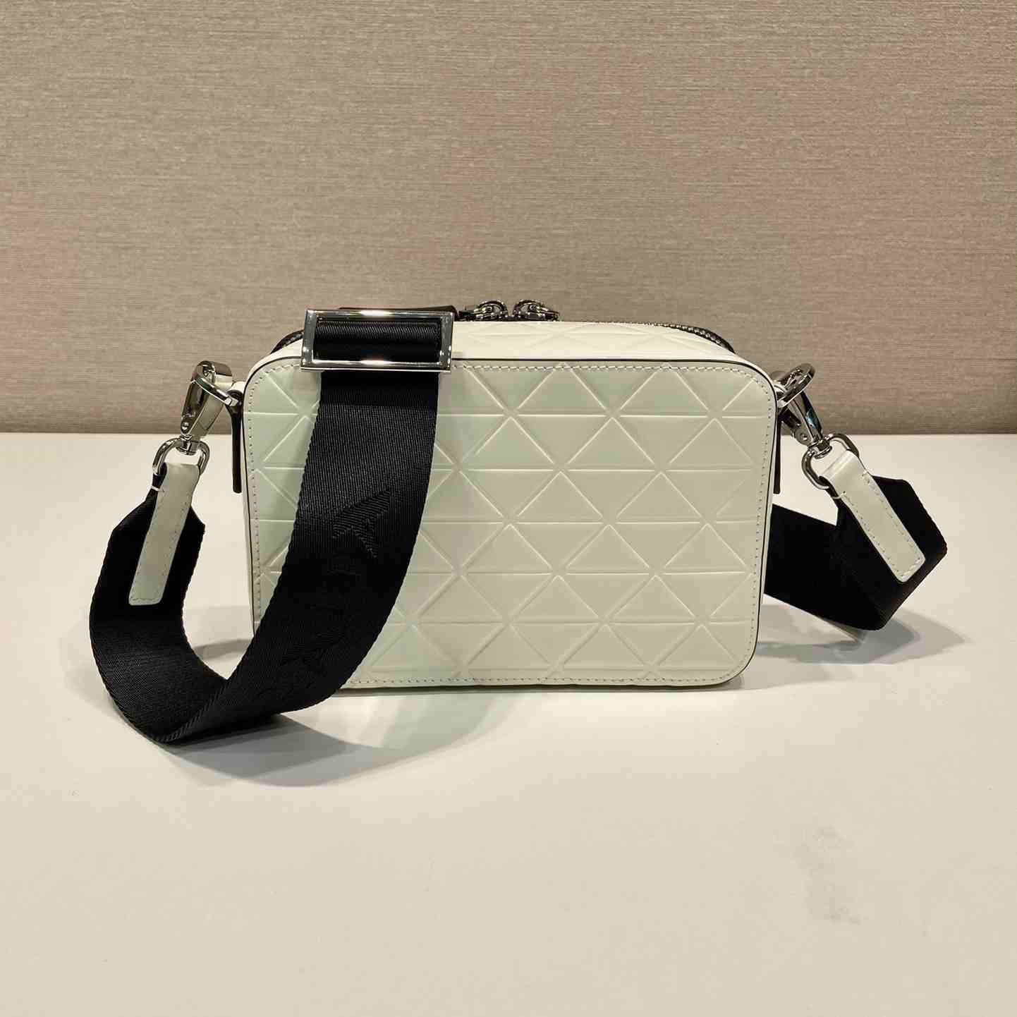 Prada Brique Brushed Leather Bag With Triangle Motif - DesignerGu