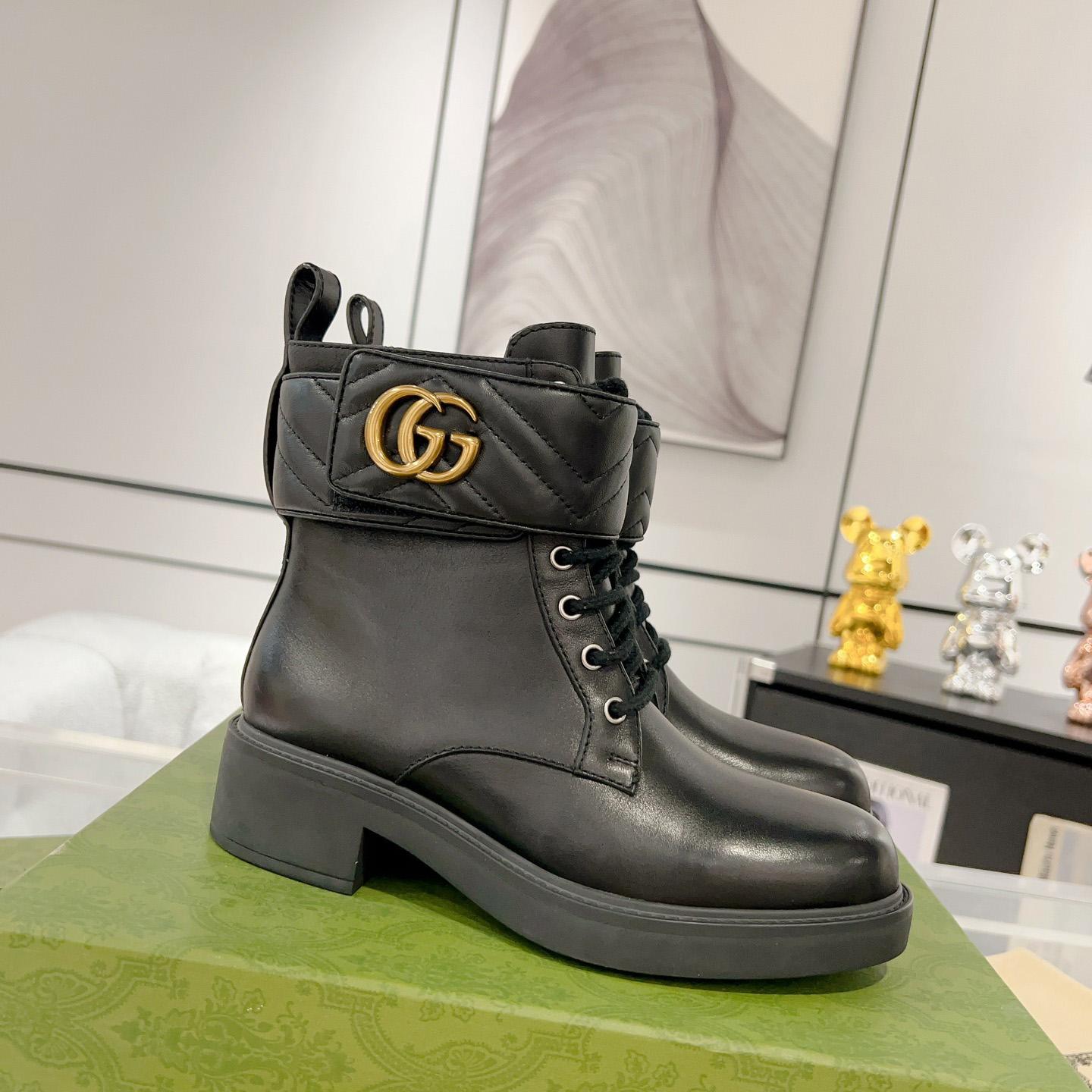 Gucci Marmont Logo-embellished Leather Ankle Boots  - DesignerGu