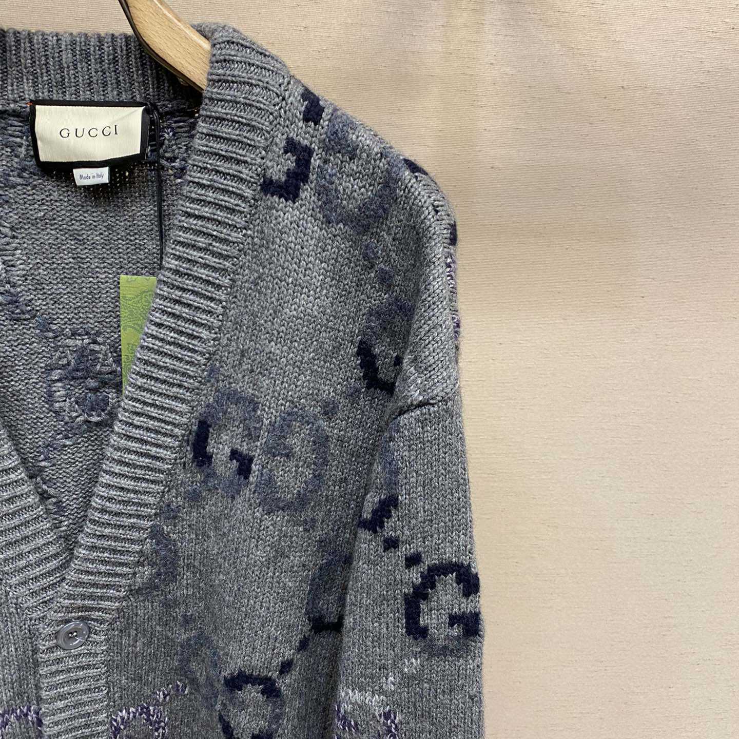 Gucci Wool Cardigan With GG Intarsia - DesignerGu