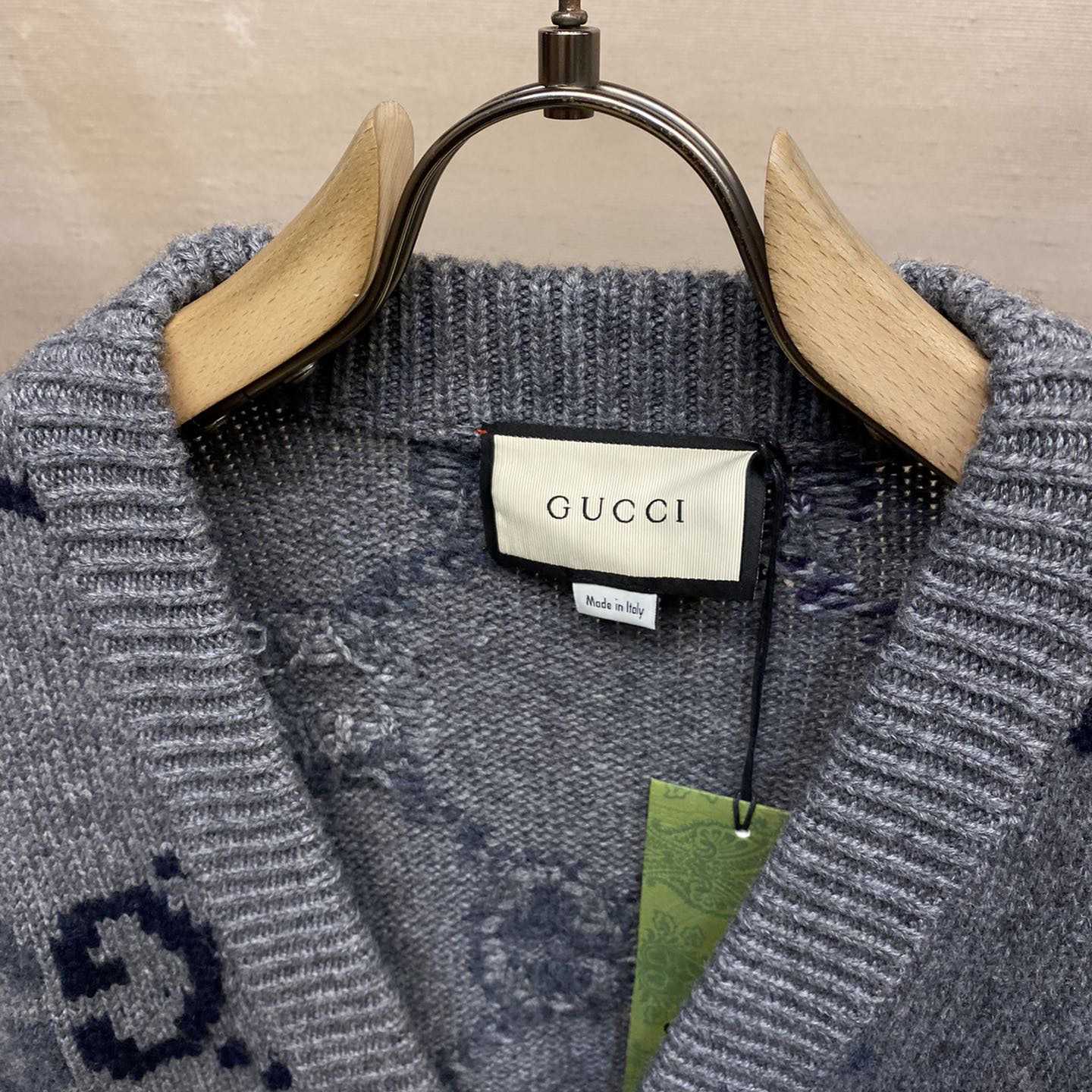 Gucci Wool Cardigan With GG Intarsia - DesignerGu