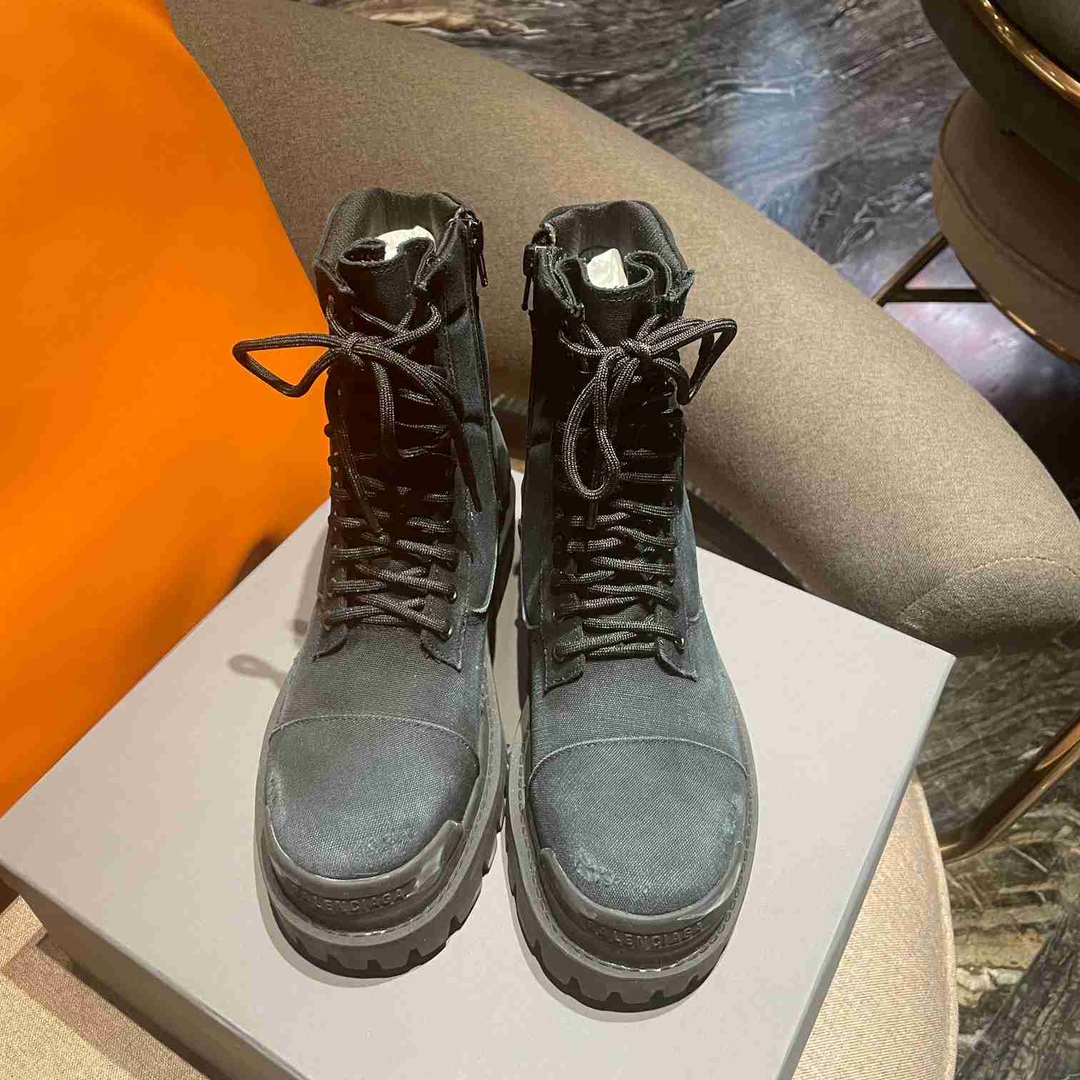 Balenciaga Worn-effect Combat Boots - DesignerGu